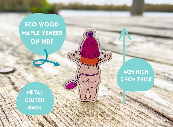 Skinny Dipper Wooden Pin Badge