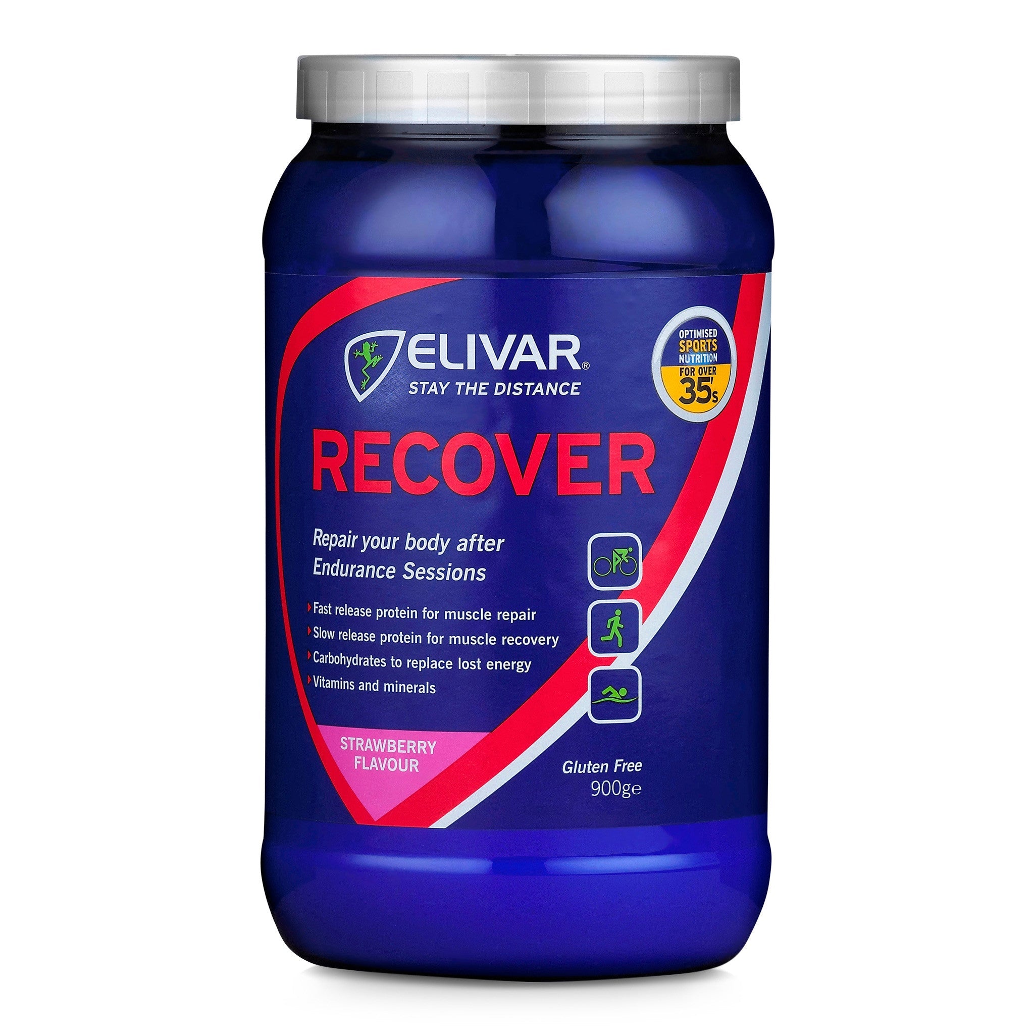 Recover - Post-training Energy and Protein Recovery Drink Mix - 900g Tub - Strawberry Flavour