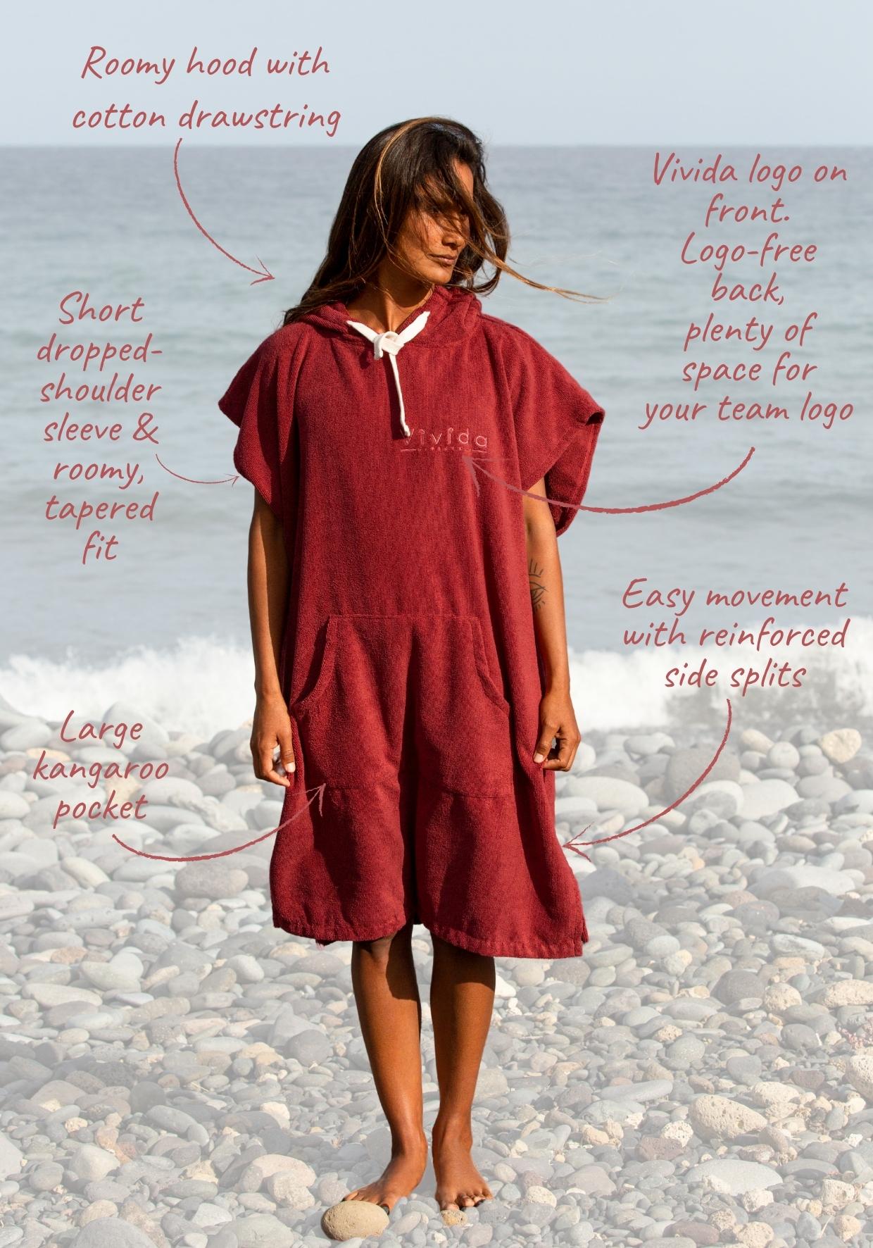 Essential Poncho Towel Changing Robe - Rhubarb Red ultra-absorbent