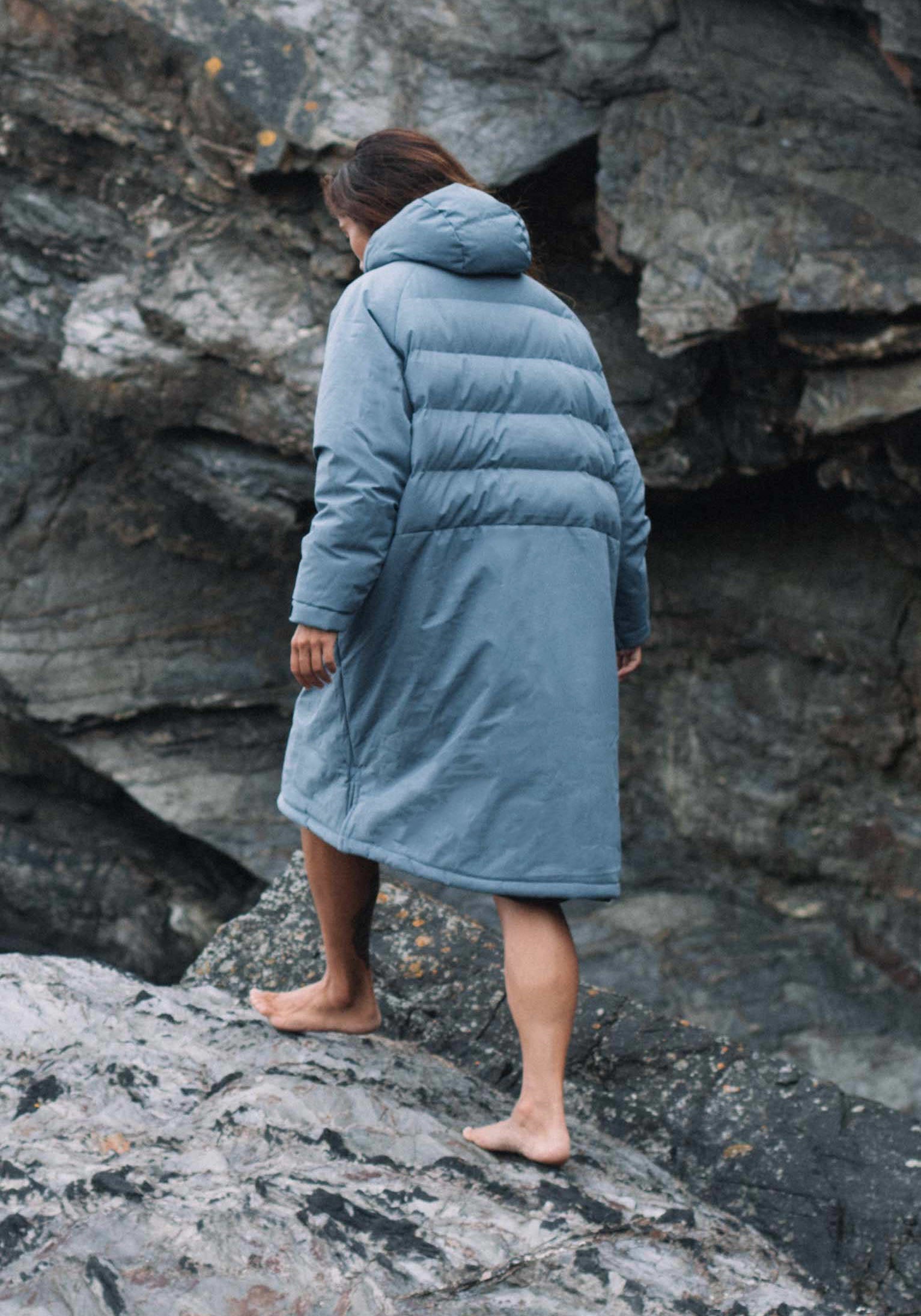 All Weather Puffer Changing Robe in Mineral Blue