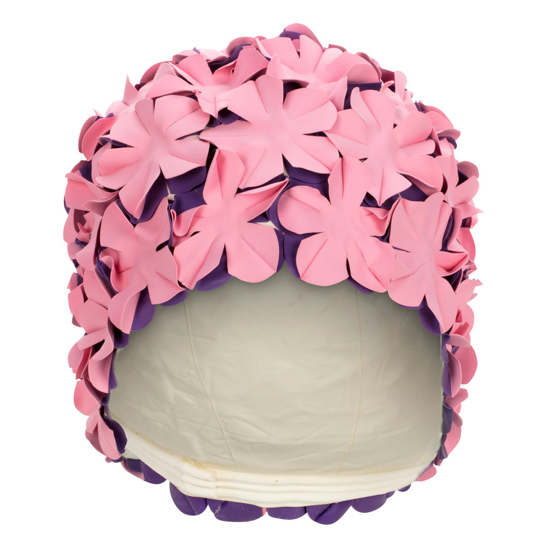 Pink & Purple Vintage Style Flower Petal Swim Cap | Retro Swimming Hat by Fashy