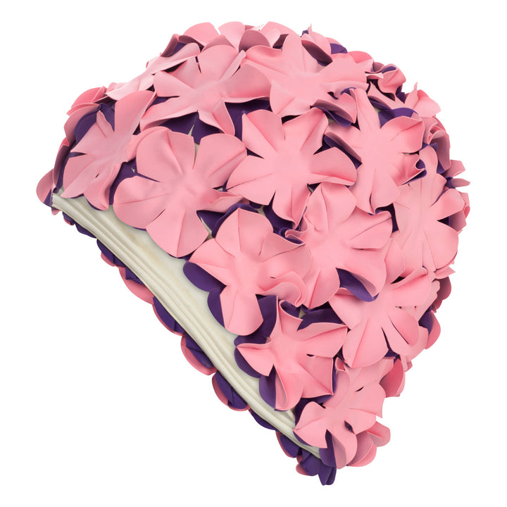 Pink & Purple Vintage Style Flower Petal Swim Cap | Retro Swimming Hat by Fashy