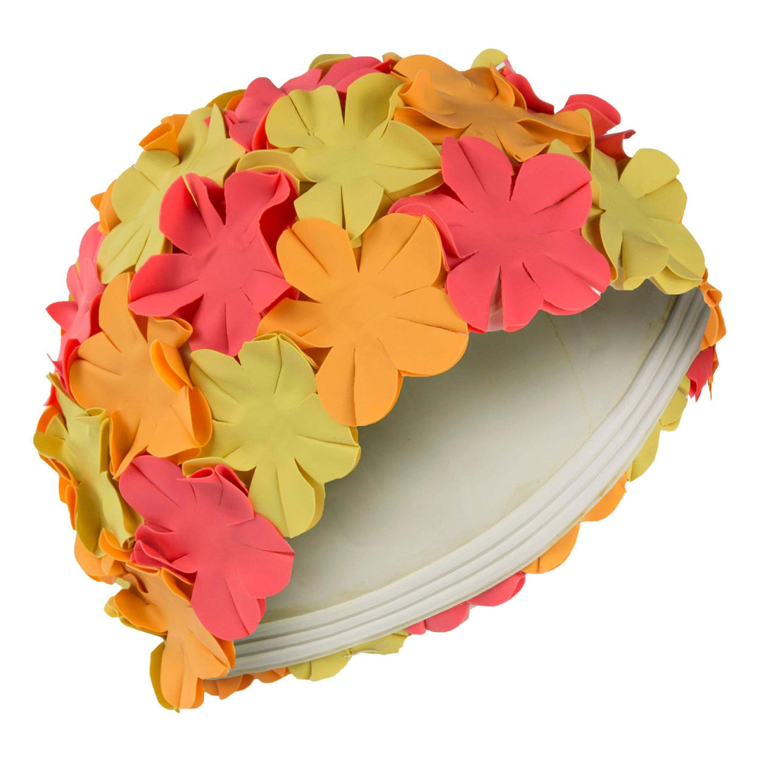 Vintage Style Flower Swim Hat Pink Orange Yellow - Fine Saratoga Ltd
