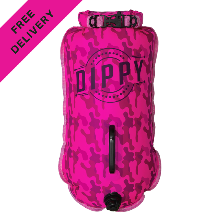 DIPPY Tow Float | 28L Swim Buoy Open Water Swimming Dry Bag in Pink
