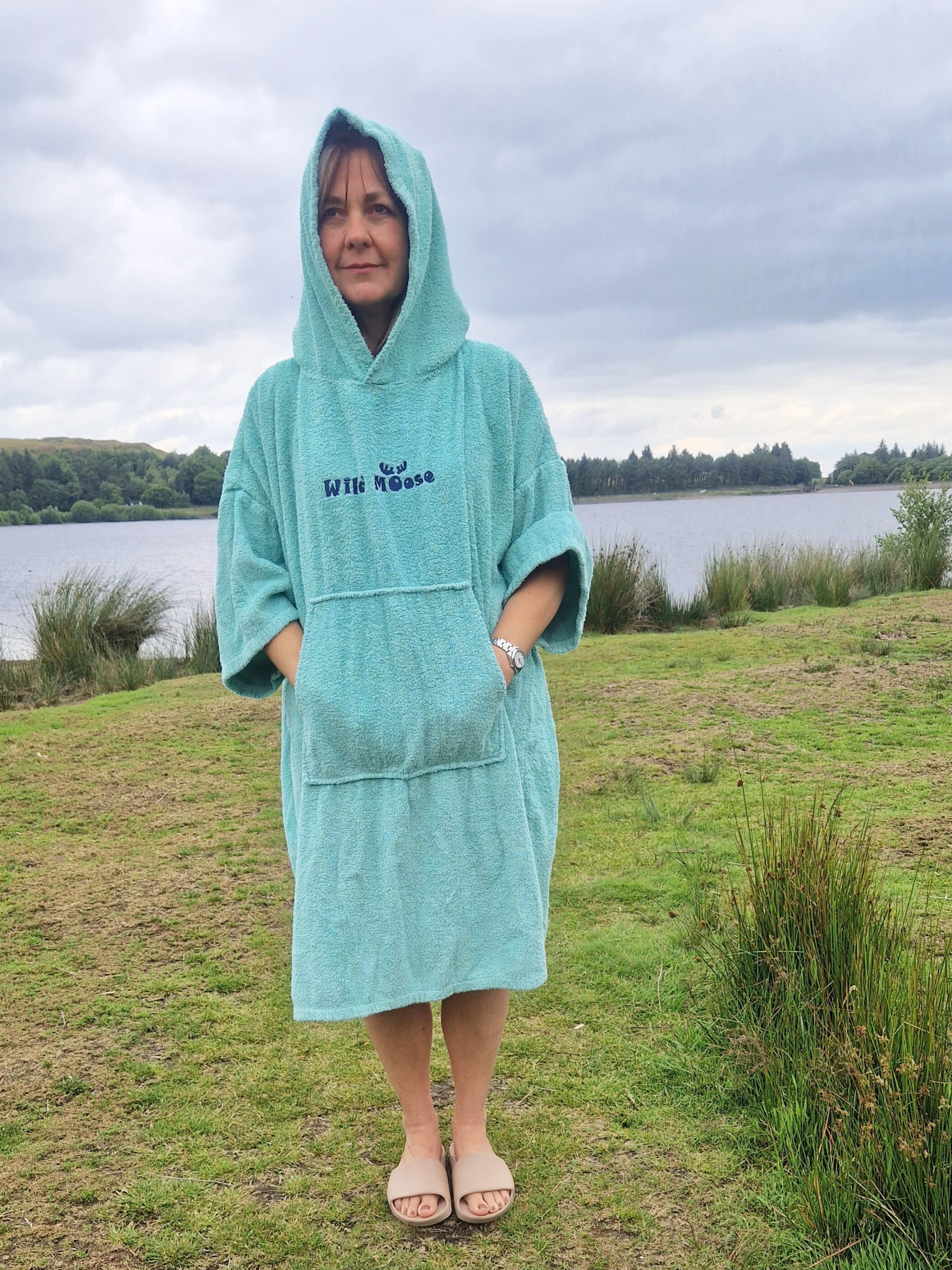 Minty Axolotl - bamboo/cotton poncho towel