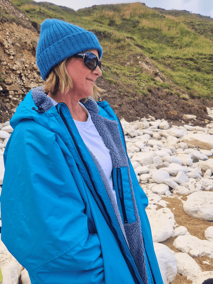 Ocean Moose Eco - long sleeve changing robe - teal/pale grey