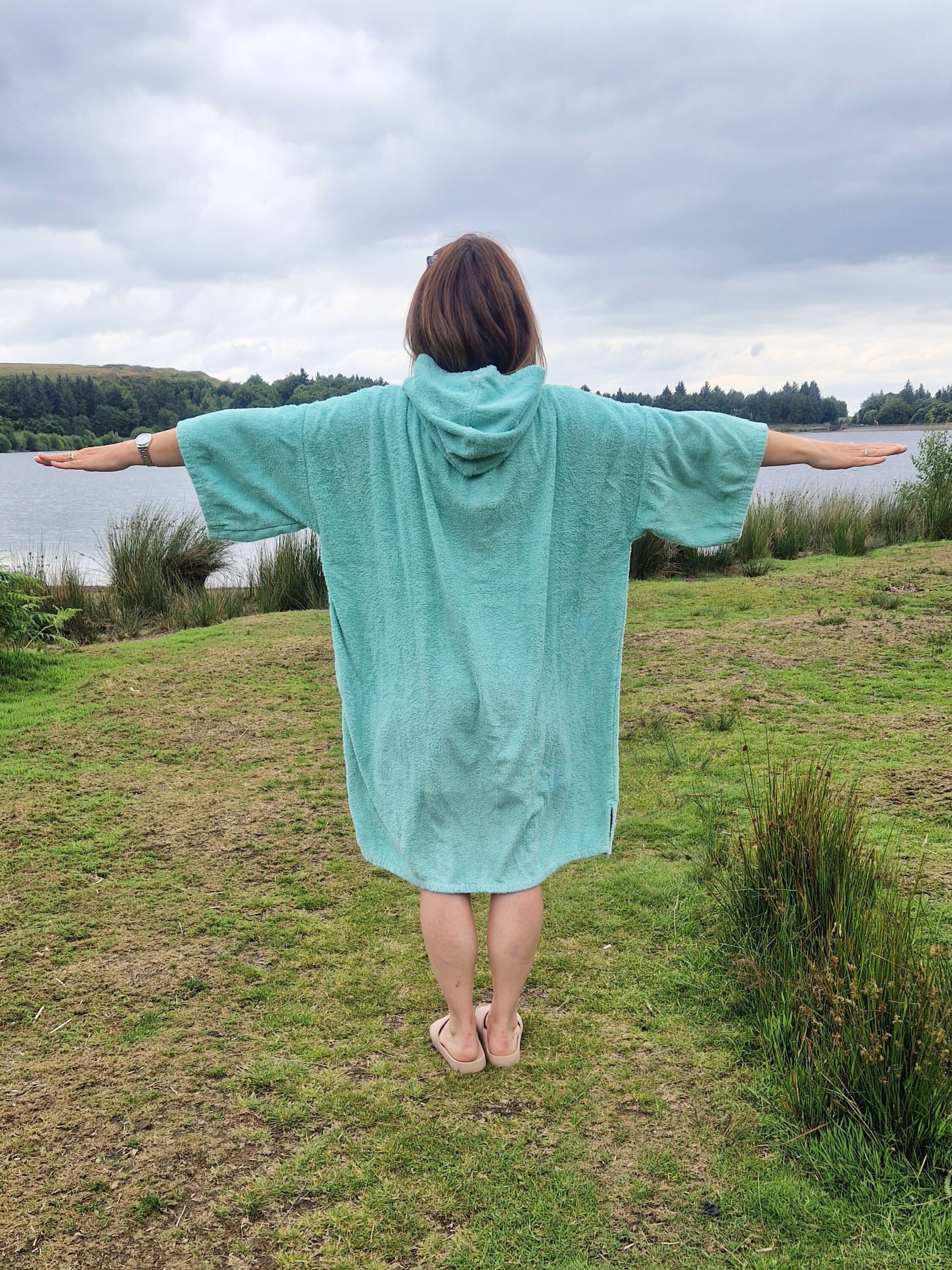 Minty Axolotl - bamboo/cotton poncho towel