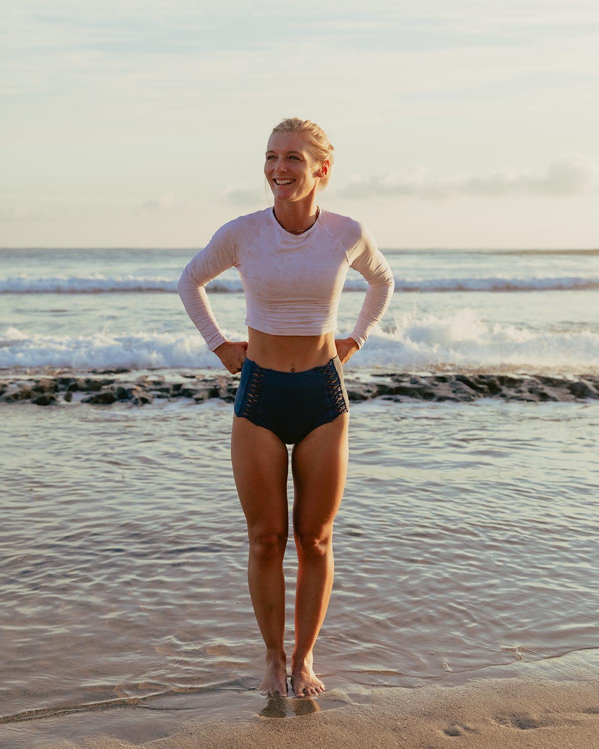 Women of the Sea High-waisted Surf Bikini Bottom - Celestial Blue front