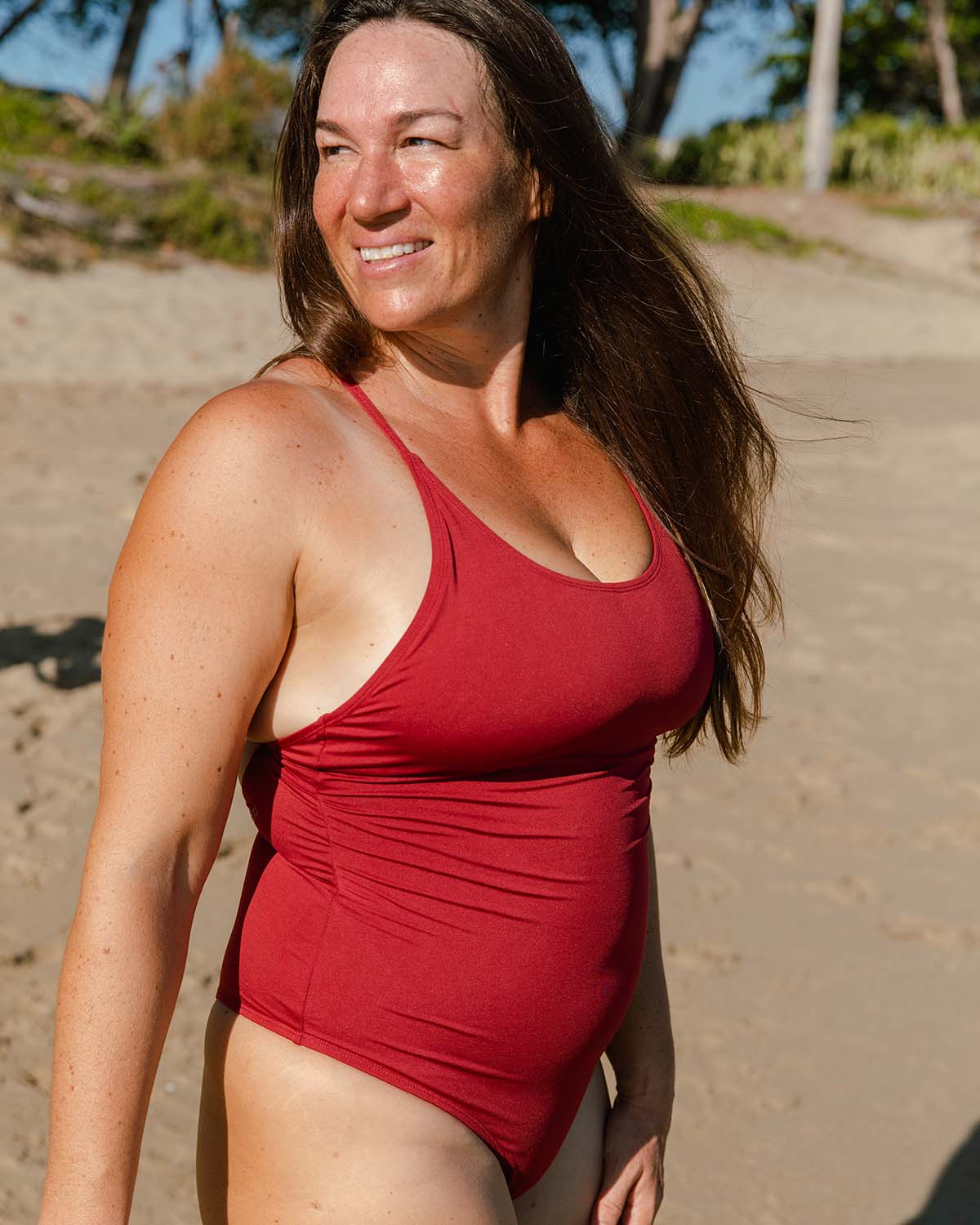 Georgina One-piece Surf Swimsuit - Rhubarb Red side