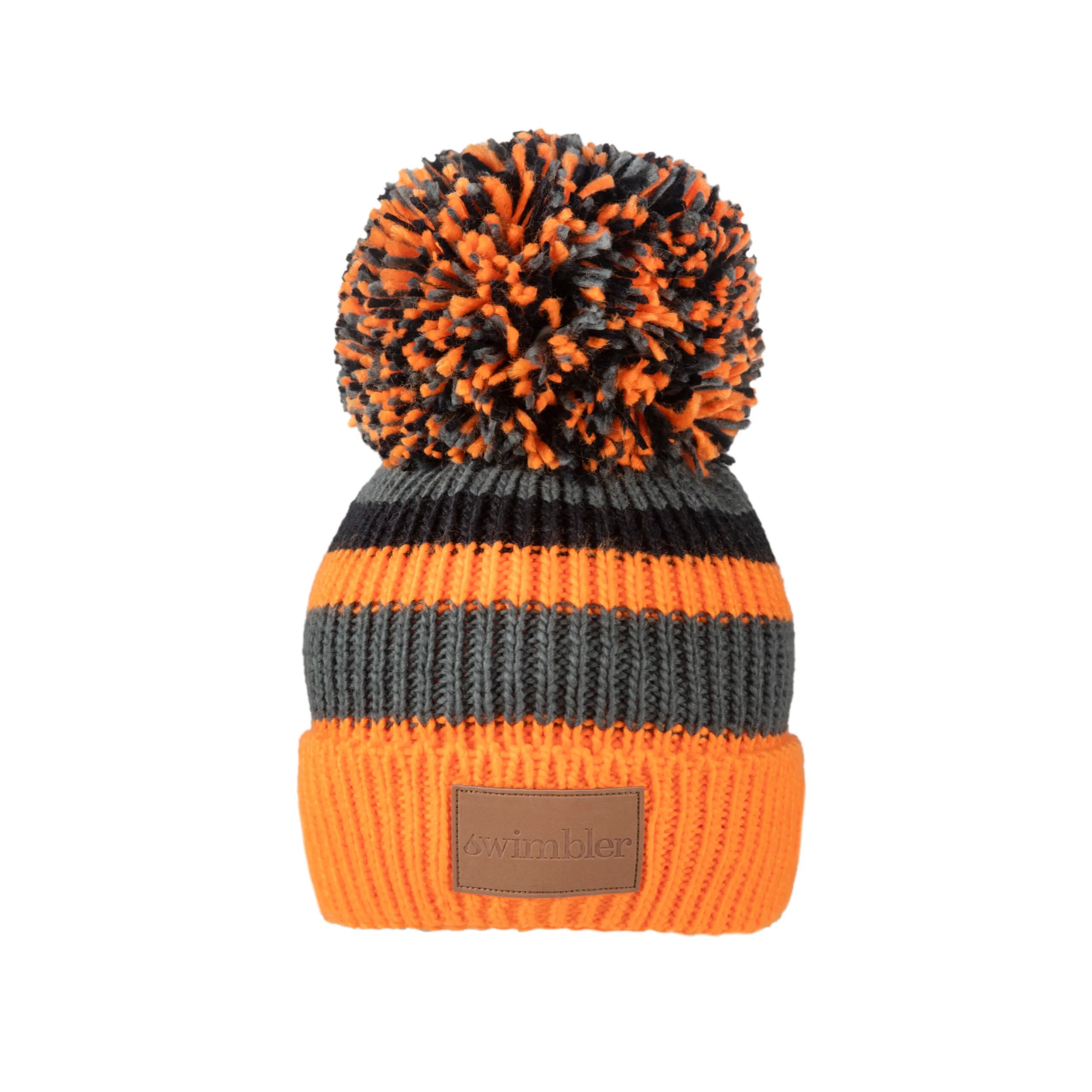 Orange, Charcoal, Grey & Black Waterproof Bobble Hat
