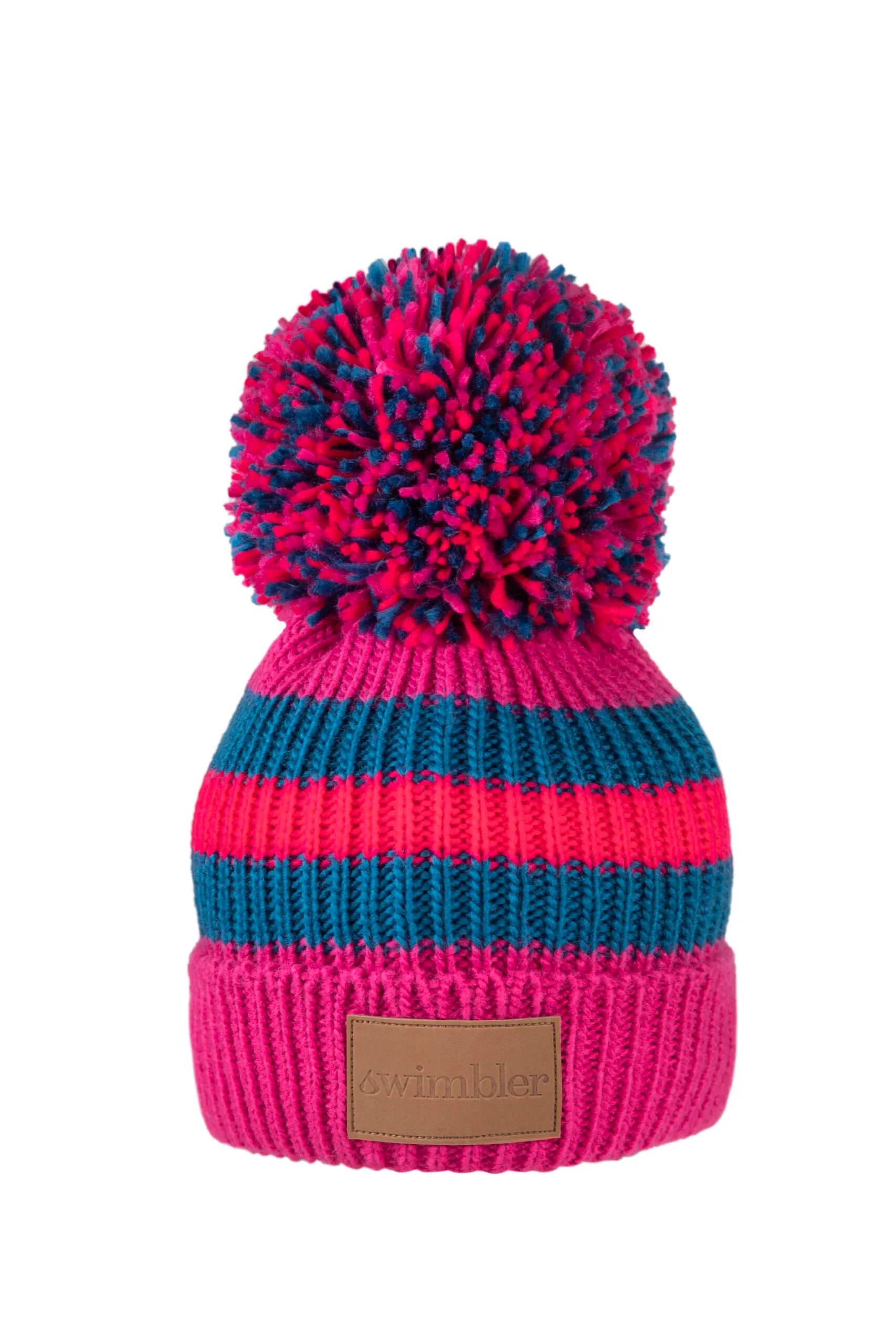 Rose, Blue & Pink Waterproof Bobble Hat