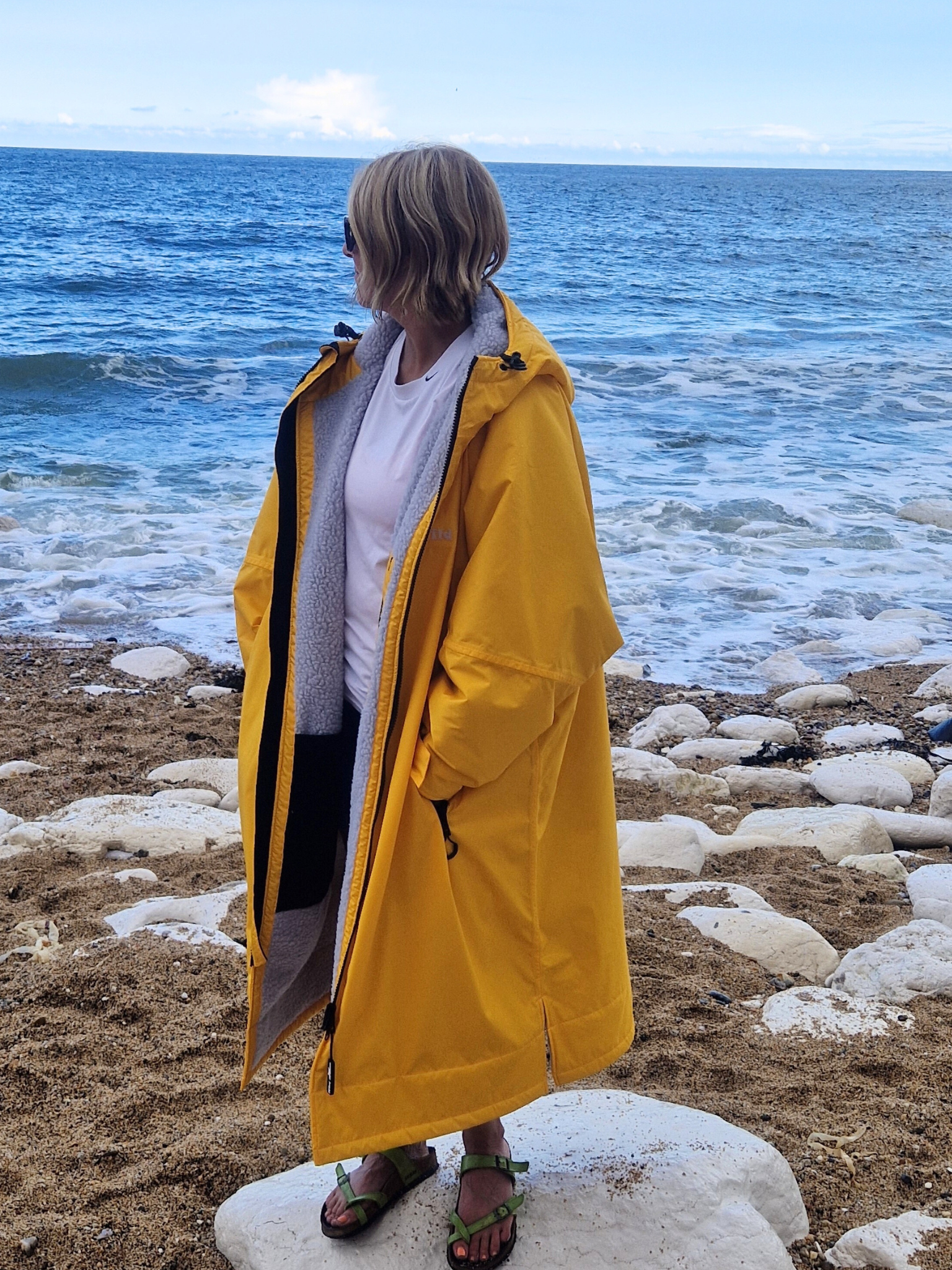 Mango Moose Eco - long sleeve changing robe -  vibrant orange/pale grey