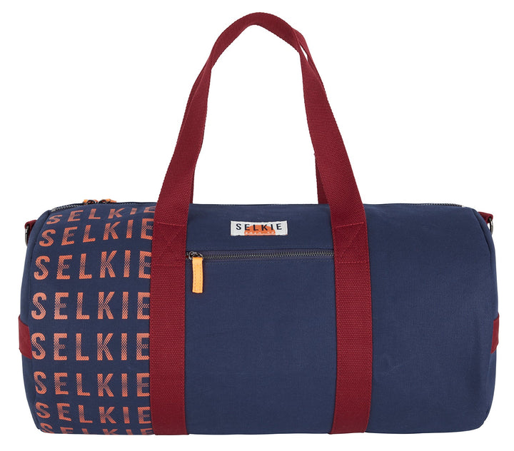 CANVAS BARREL BAG - NAVY with Logo