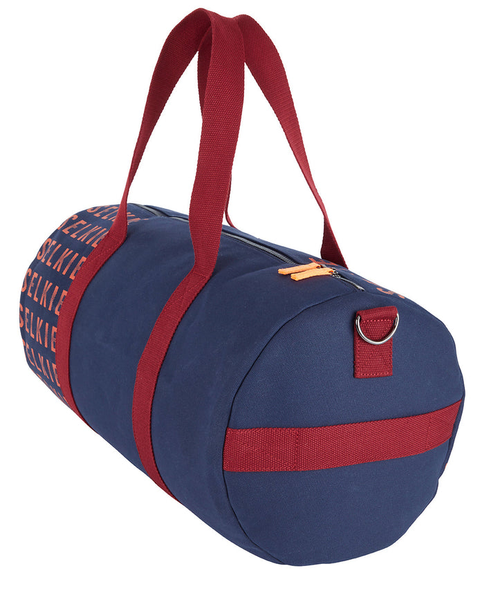 CANVAS BARREL BAG - NAVY with Logo