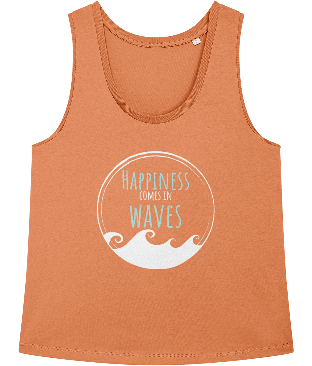 Happiness Comes in Waves 100% Organic Cotton Vest Top