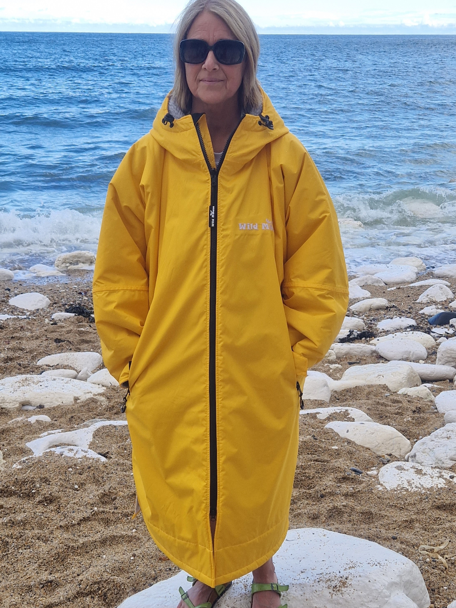 Mango Moose Eco - long sleeve changing robe -  vibrant orange/pale grey