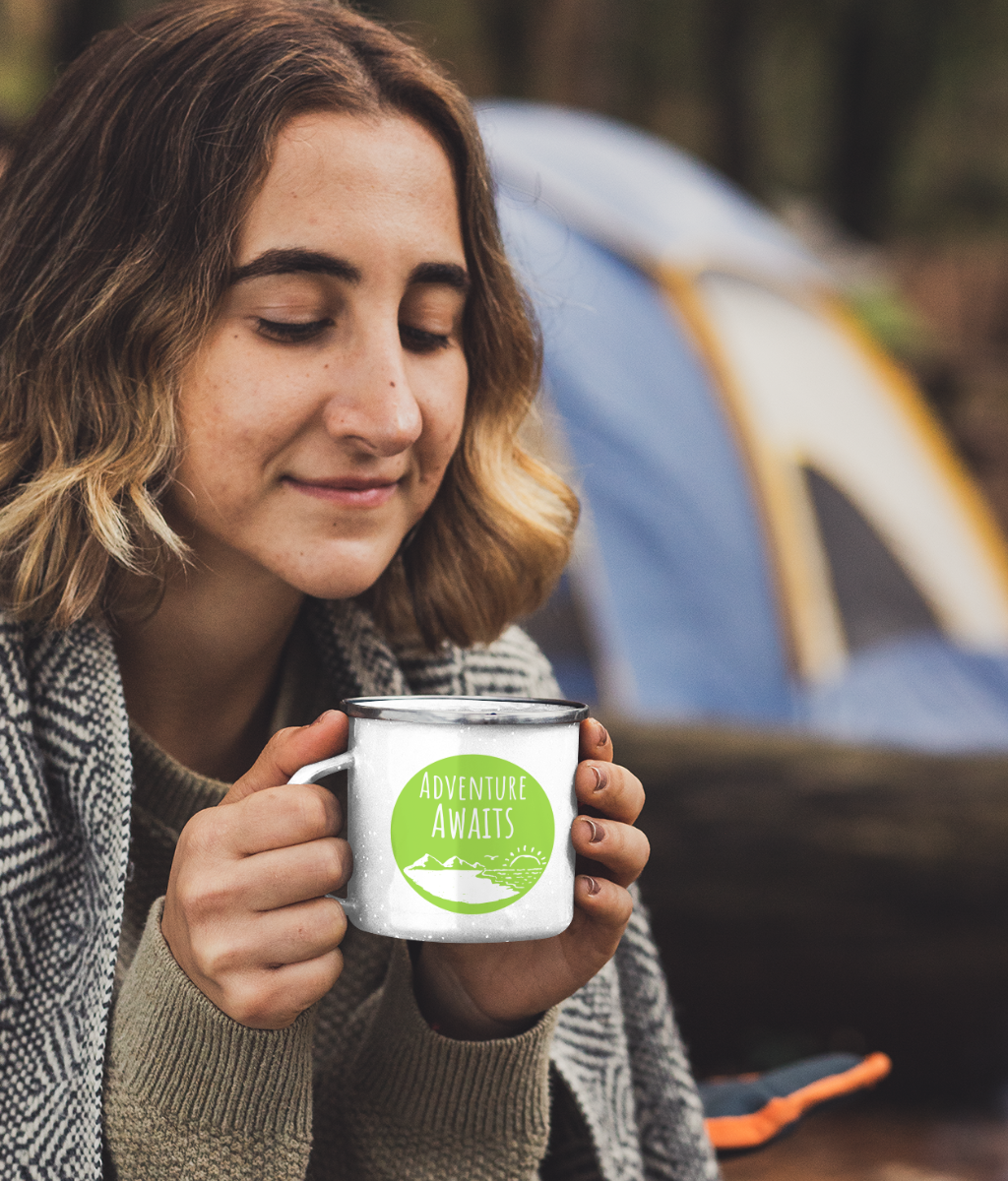 Adventure Awaits Enamel Mug - Green