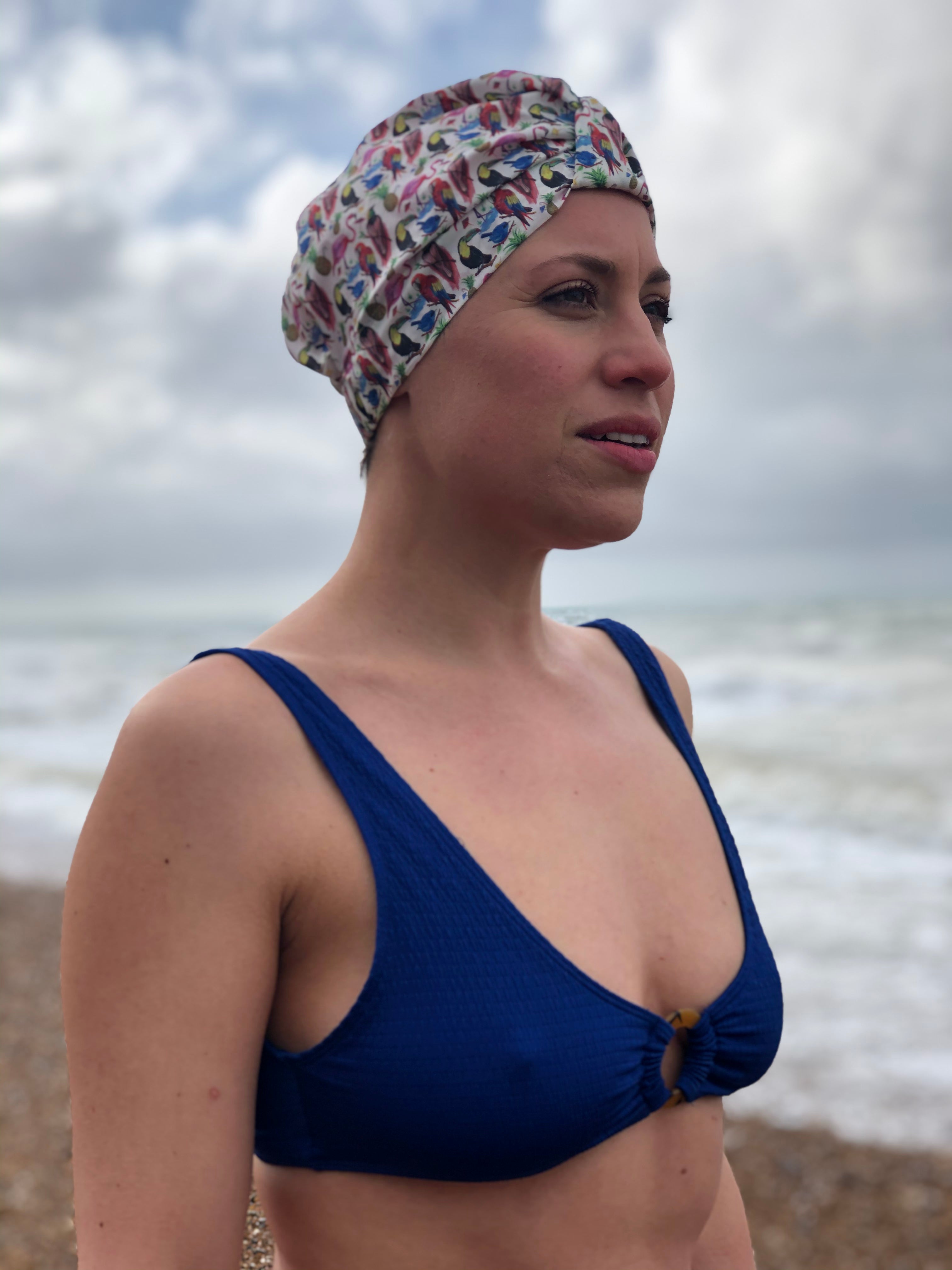 Salty Sea Knot - Swimming Cap Topper /Turban - Birds of Paradise