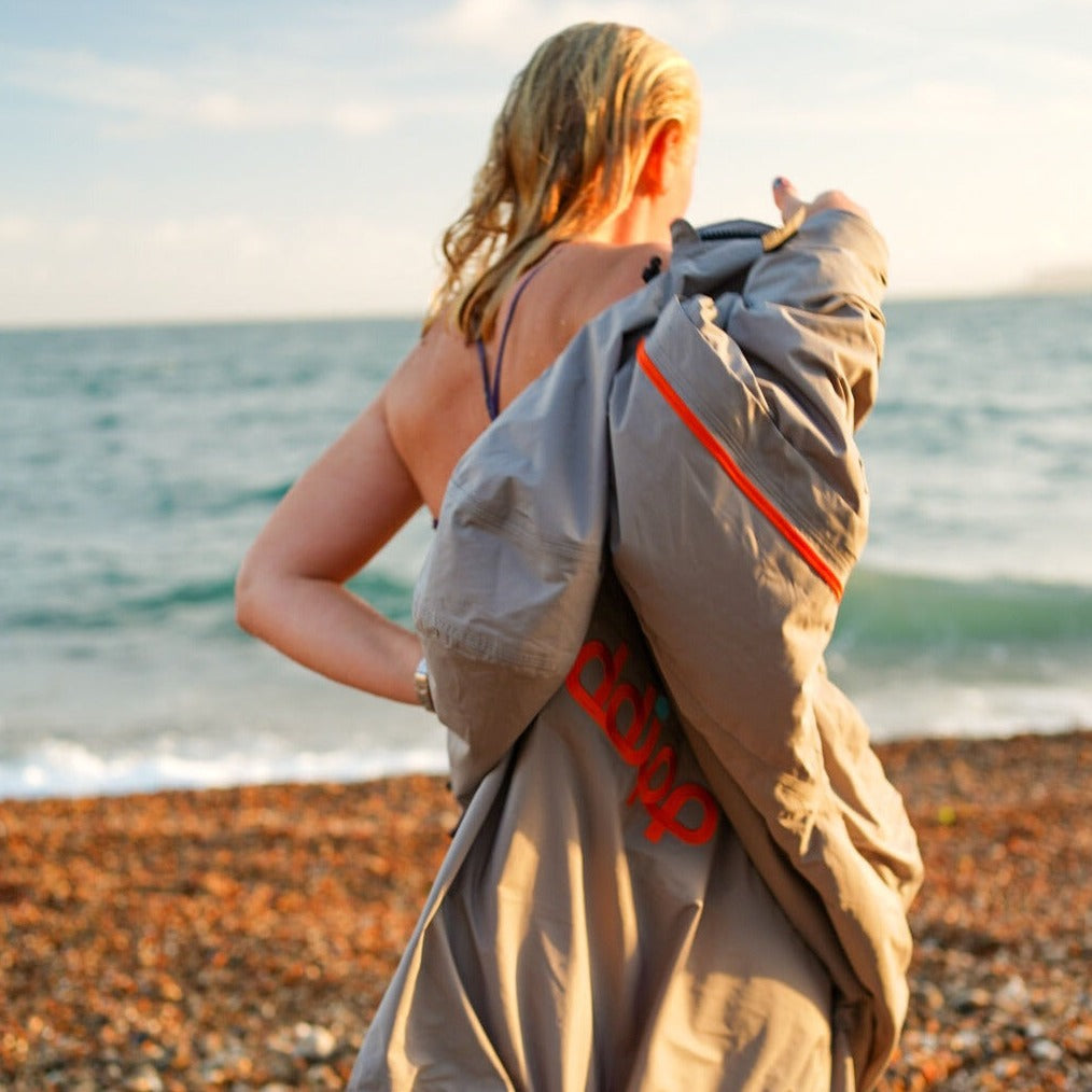 Image showing model wearing teh ddipp Sea Monster Storm Grey after a swim