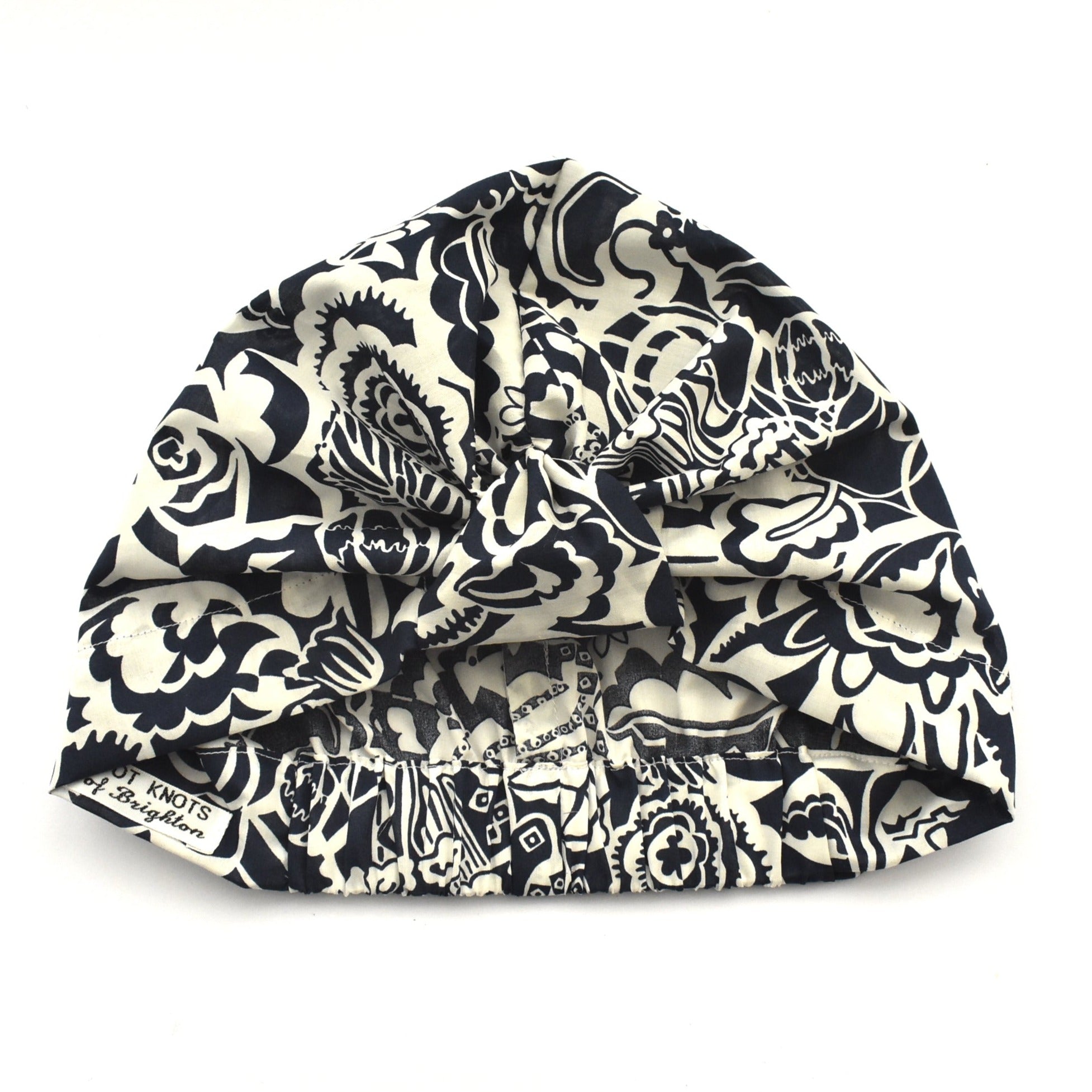 Salty Sea Knot - Swimming Cap Topper Swim Turban - Navy Monochrome Gatsby