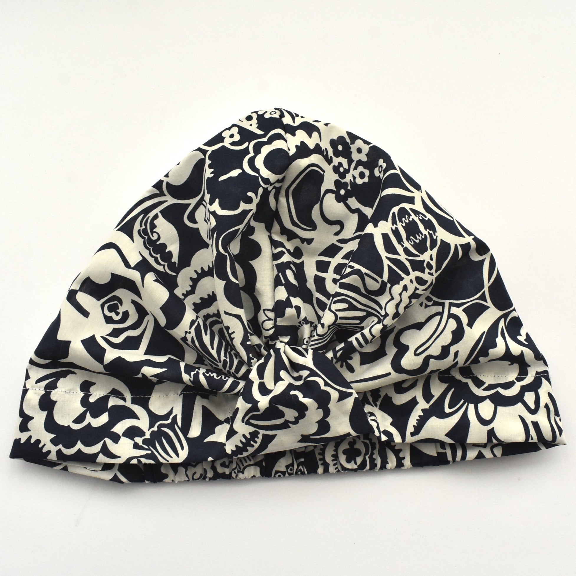 Salty Sea Knot - Swimming Cap Topper - Swim Turban - Navy Monochrome Gatsby