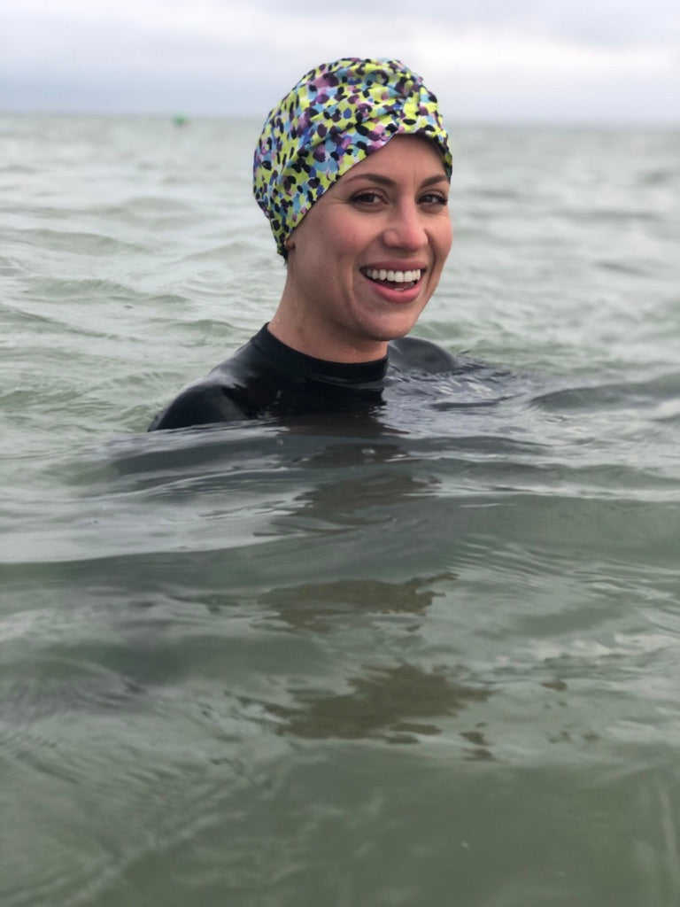 Salty Sea Knot - Swimming Cap Topper - Swim Turban - Yellow Morning Dew