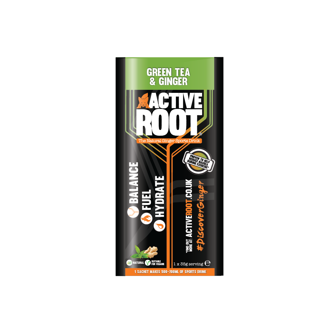 6 Sachet Pack - Green Tea & Ginger Flavour Sports Drink - Active Root
