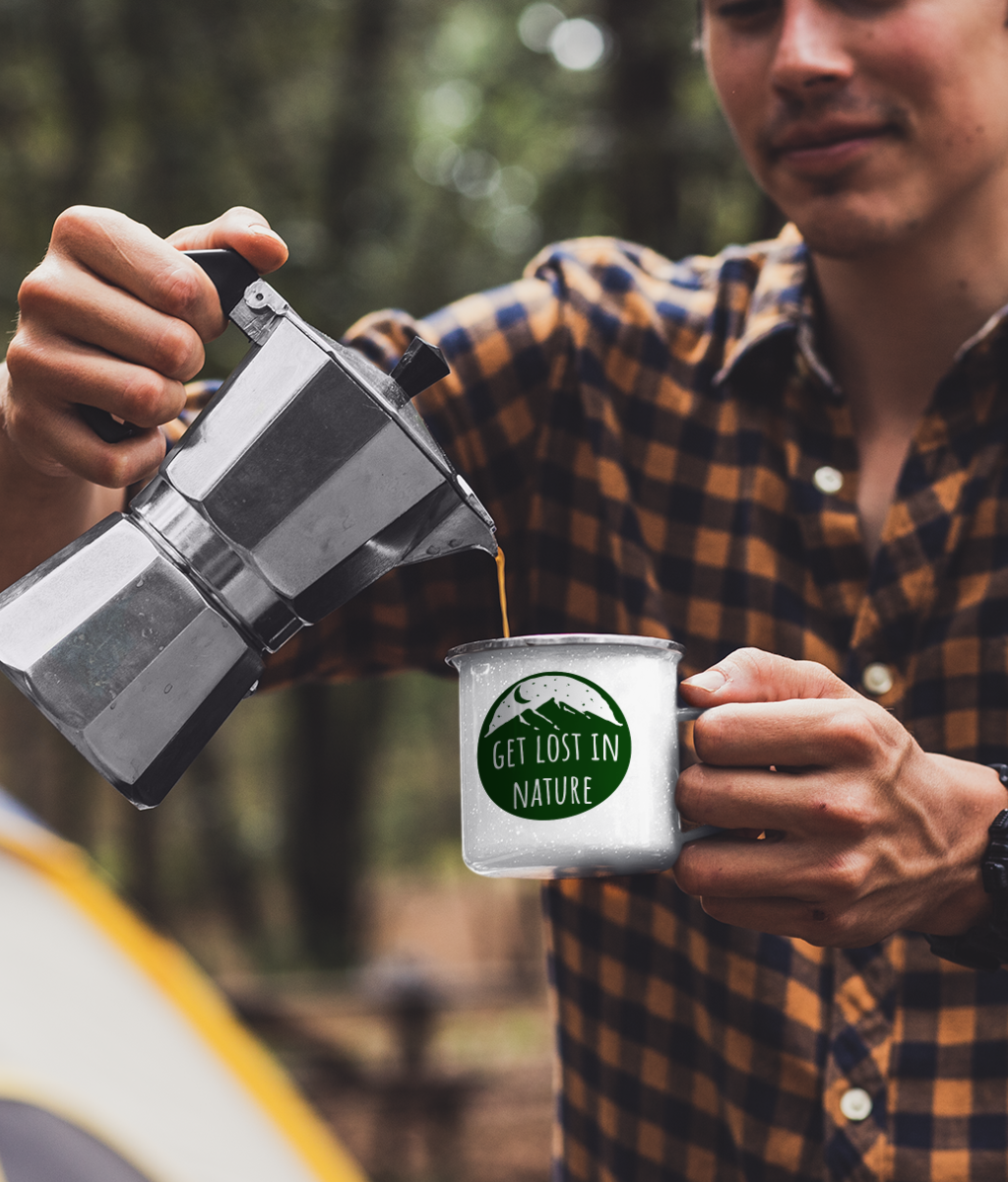 Get Lost In Nature Enamel Mug - Forest Green