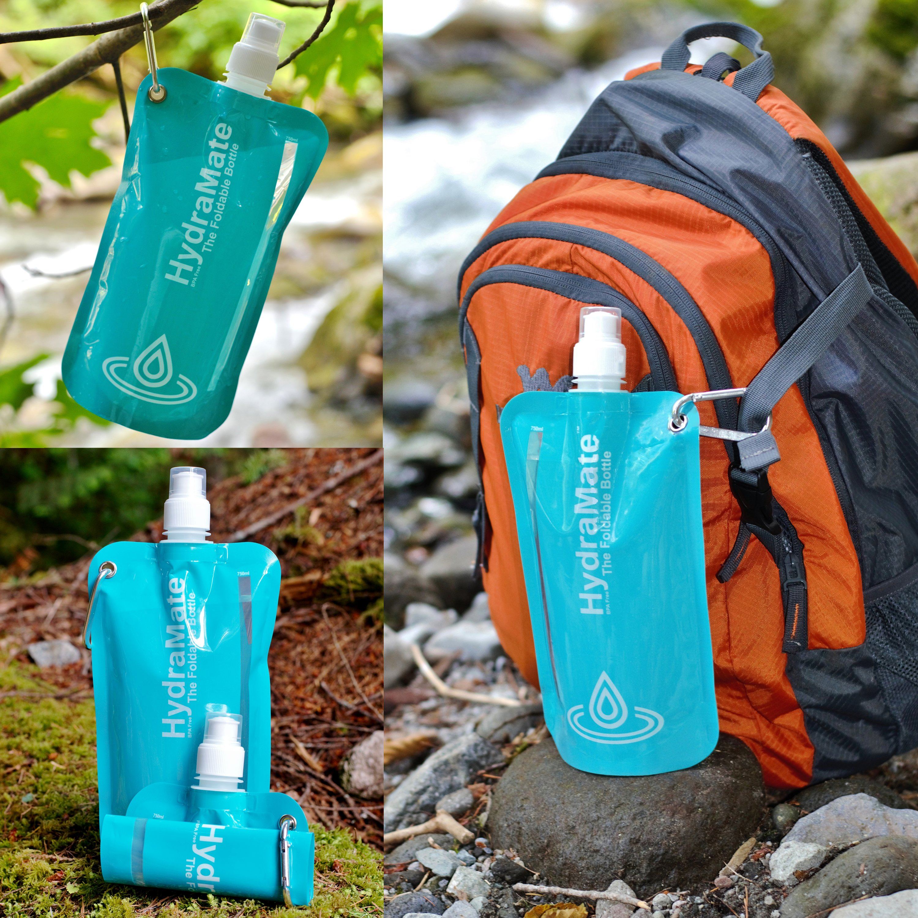 HydraMate Foldable Bottle With Belt Clip Collapsible Bottle