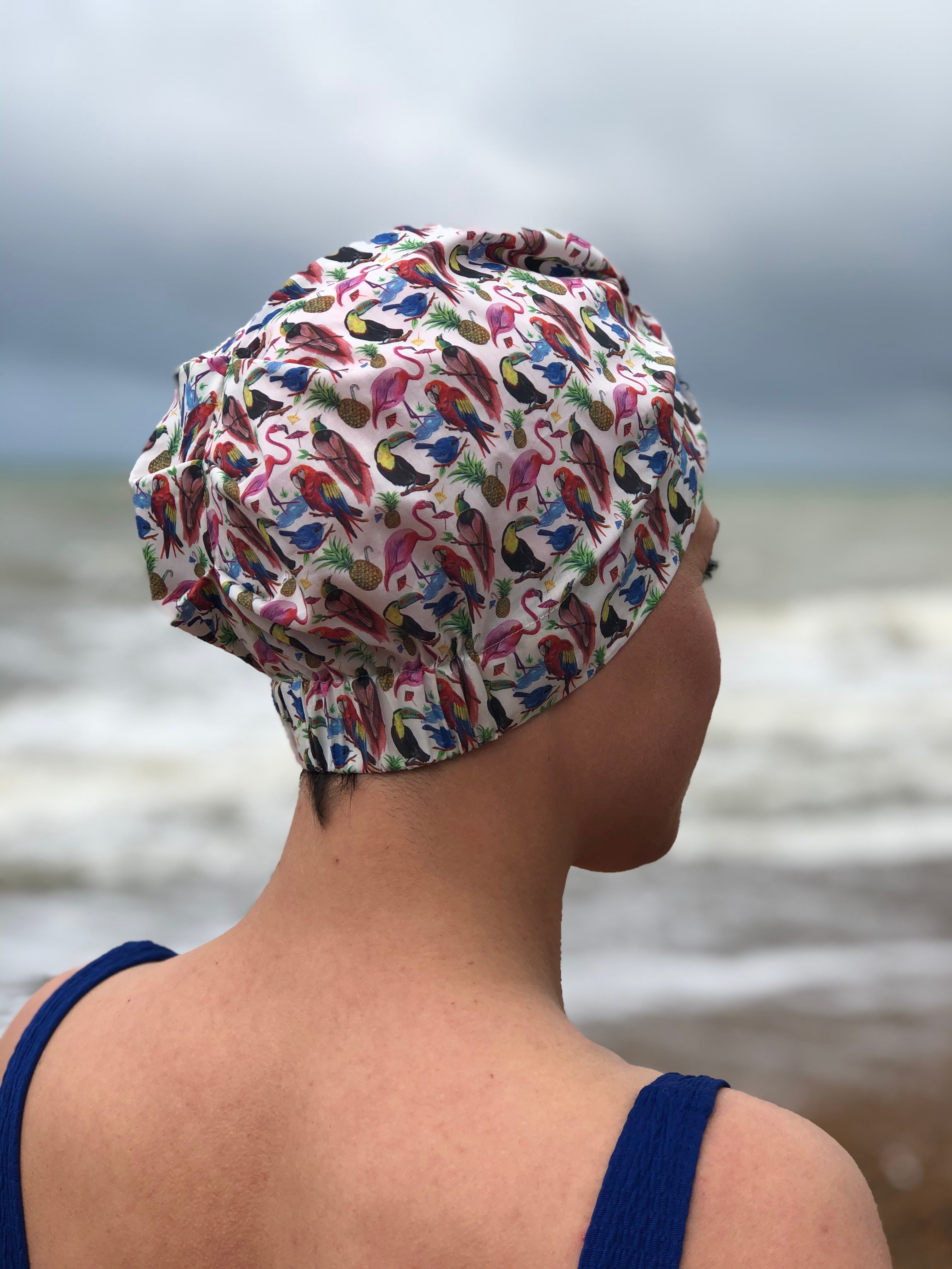 Salty Sea Knot - Swimming Cap Topper /Turban - Birds of Paradise