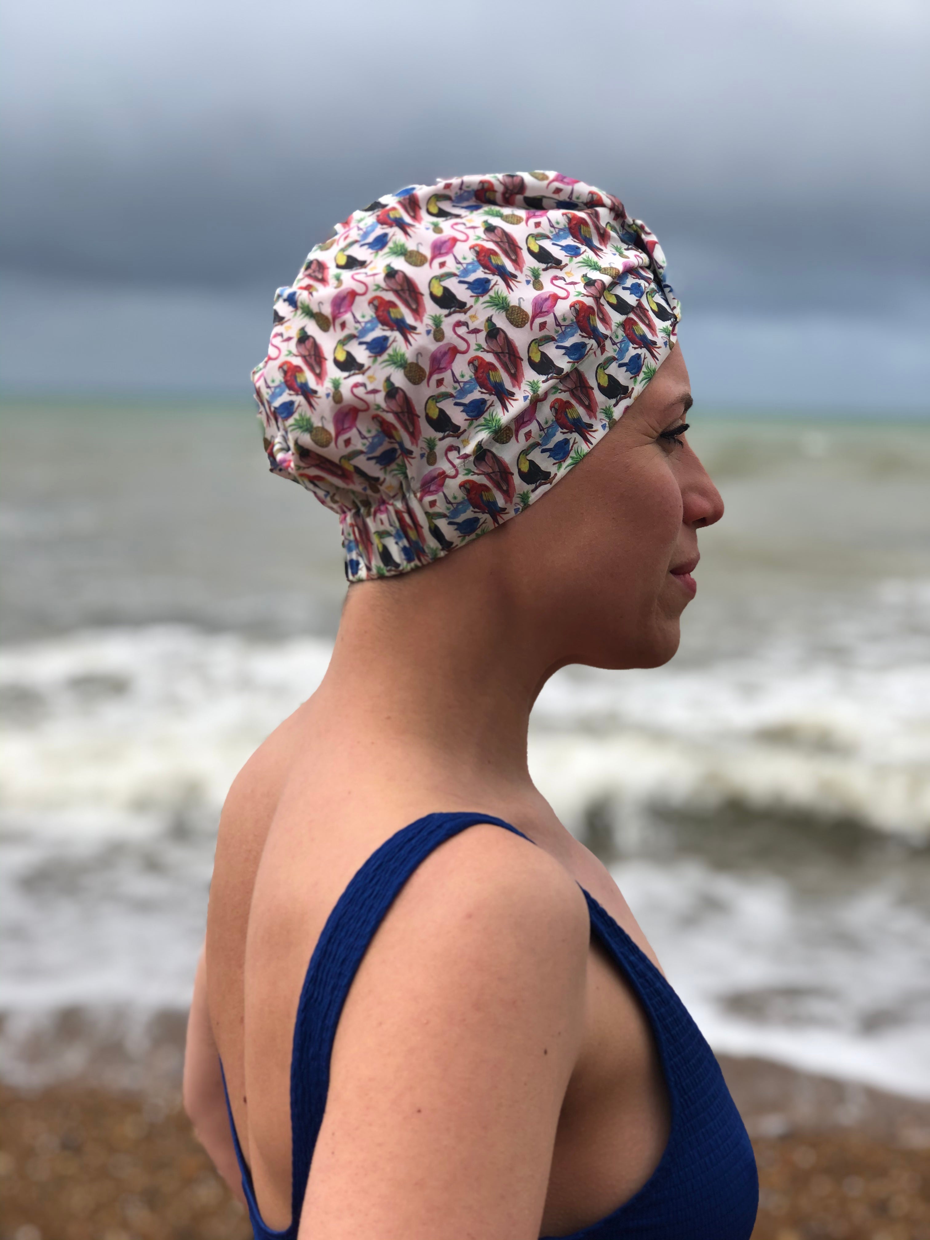 Salty Sea Knot - Swimming Cap Topper /Turban - Birds of Paradise