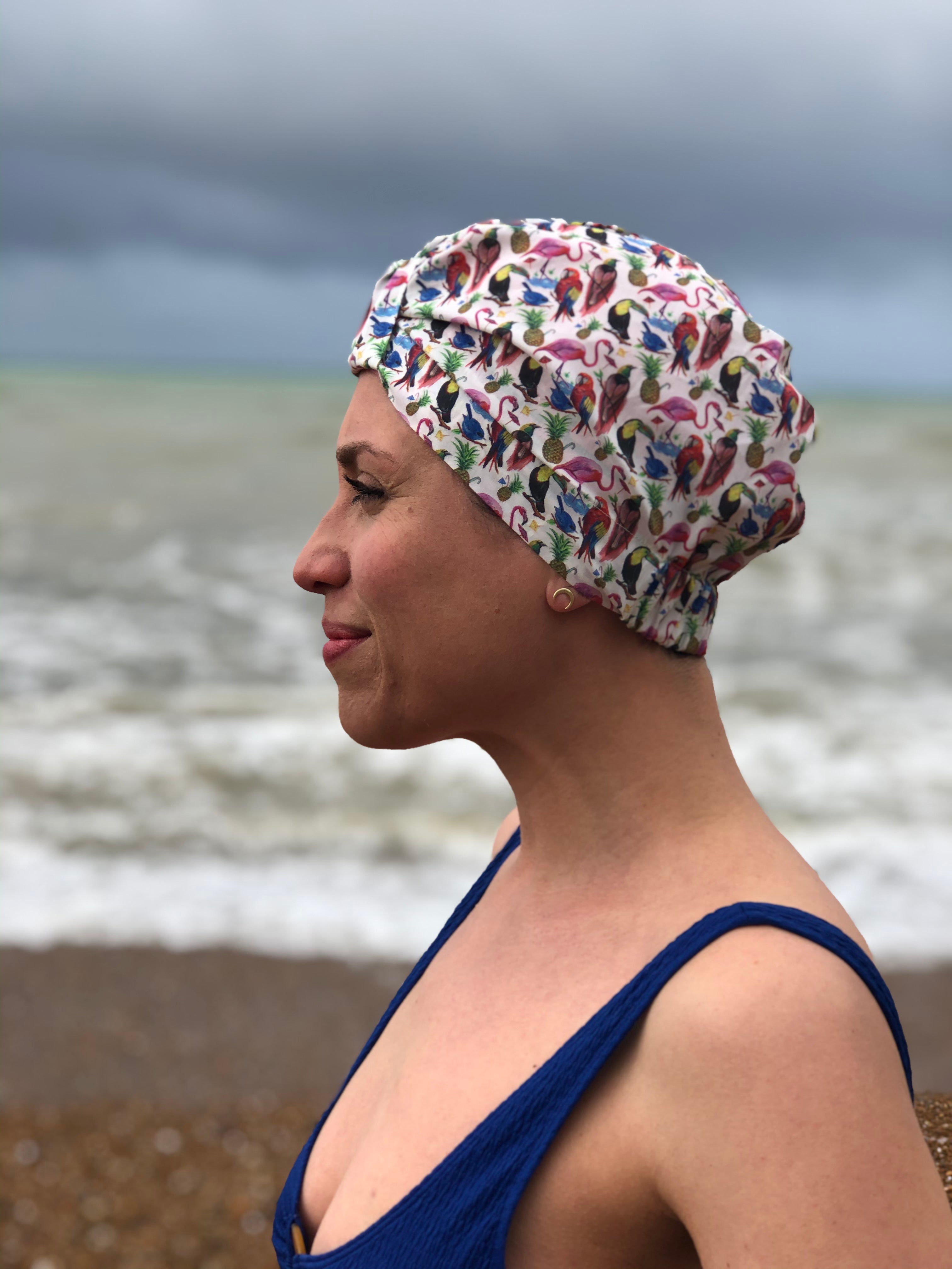 Salty Sea Knot - Swimming Cap Topper /Turban - Birds of Paradise