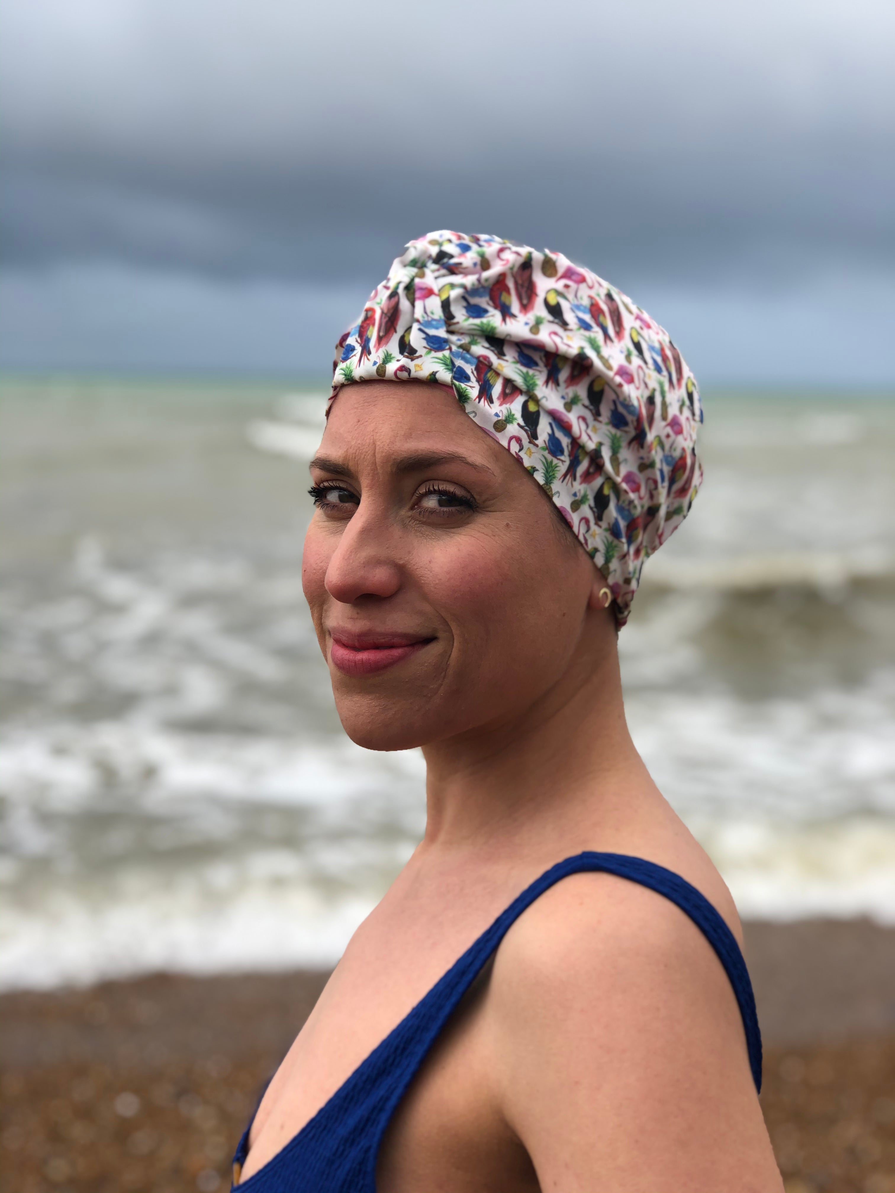 Salty Sea Knot - Swimming Cap Topper /Turban - Birds of Paradise