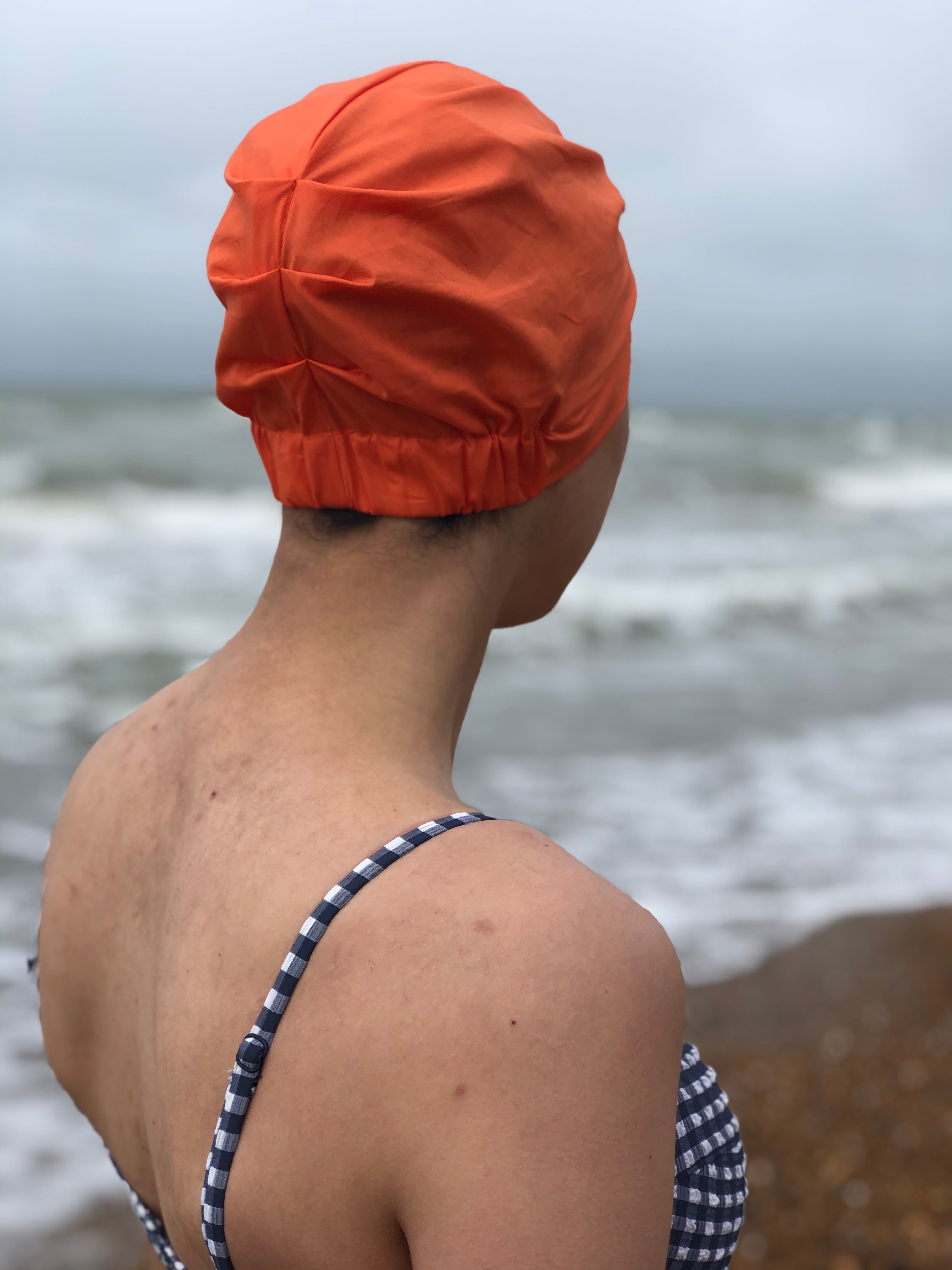 Salty Sea Knot - Swimming Cap Topper - Swim Turban - Tangerine Orange