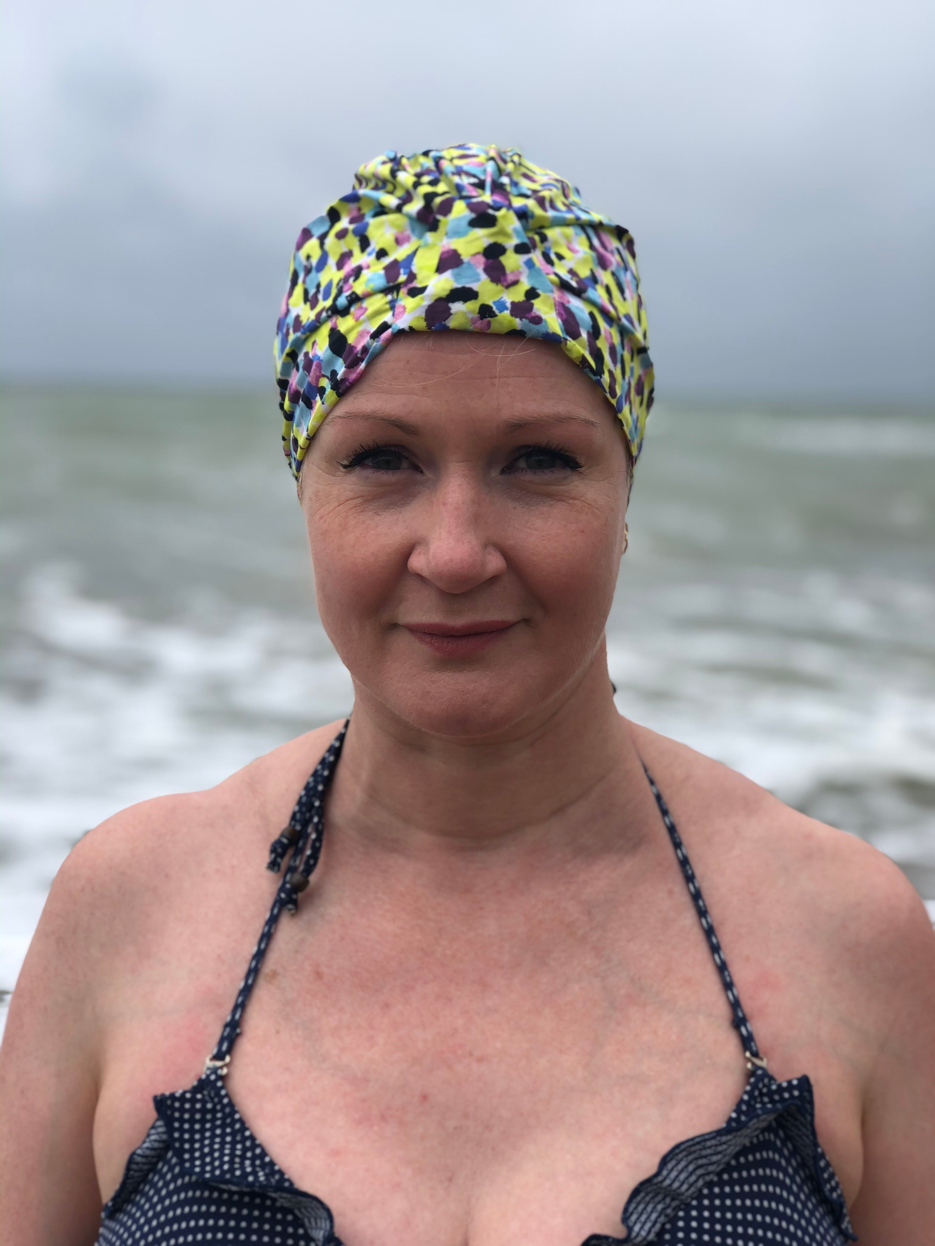 Salty Sea Knot - Swimming Cap Topper - Swim Turban - Yellow Morning Dew