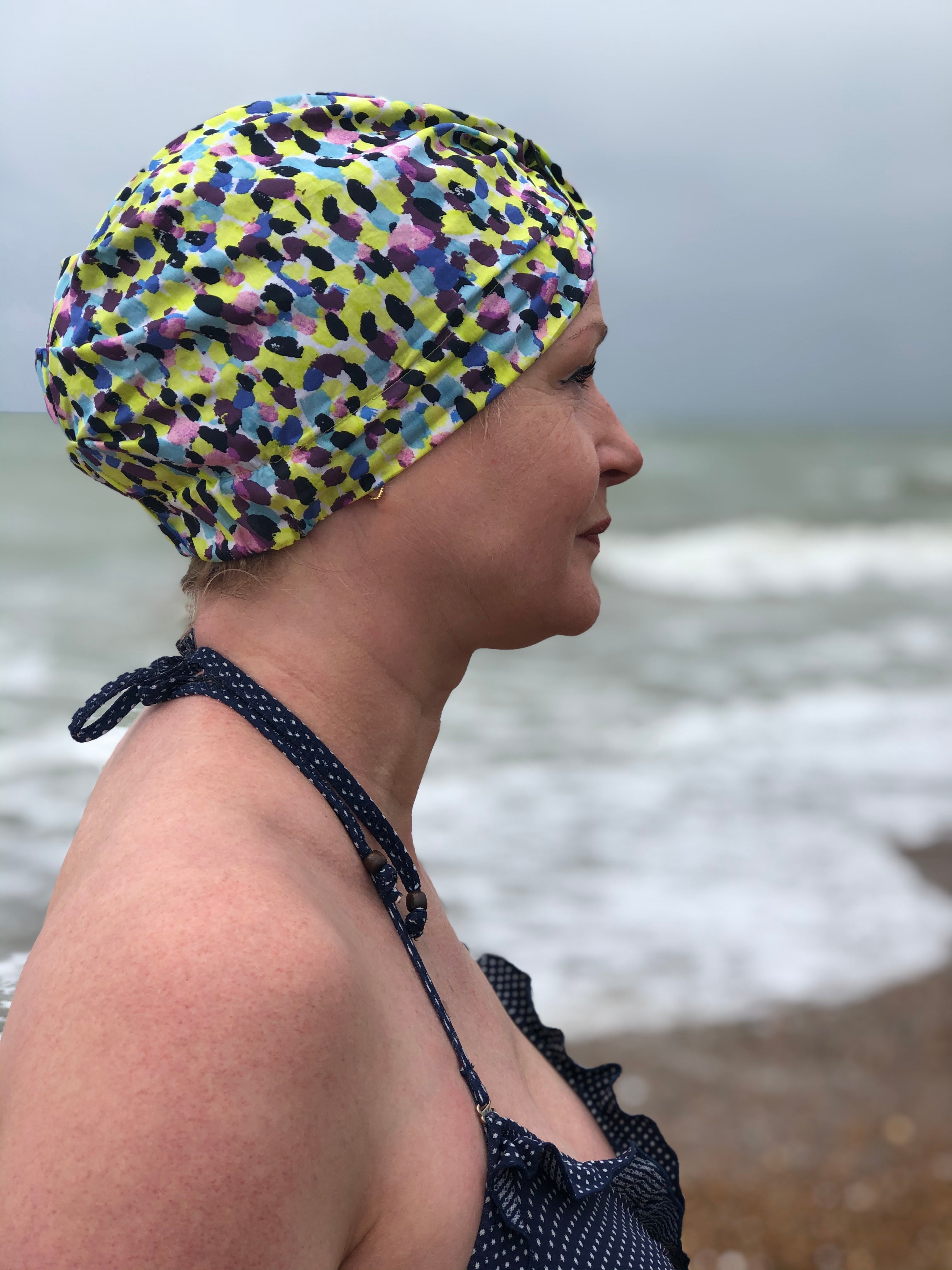 Salty Sea Knot - Swimming Cap Topper - Swim Turban - Yellow Morning Dew