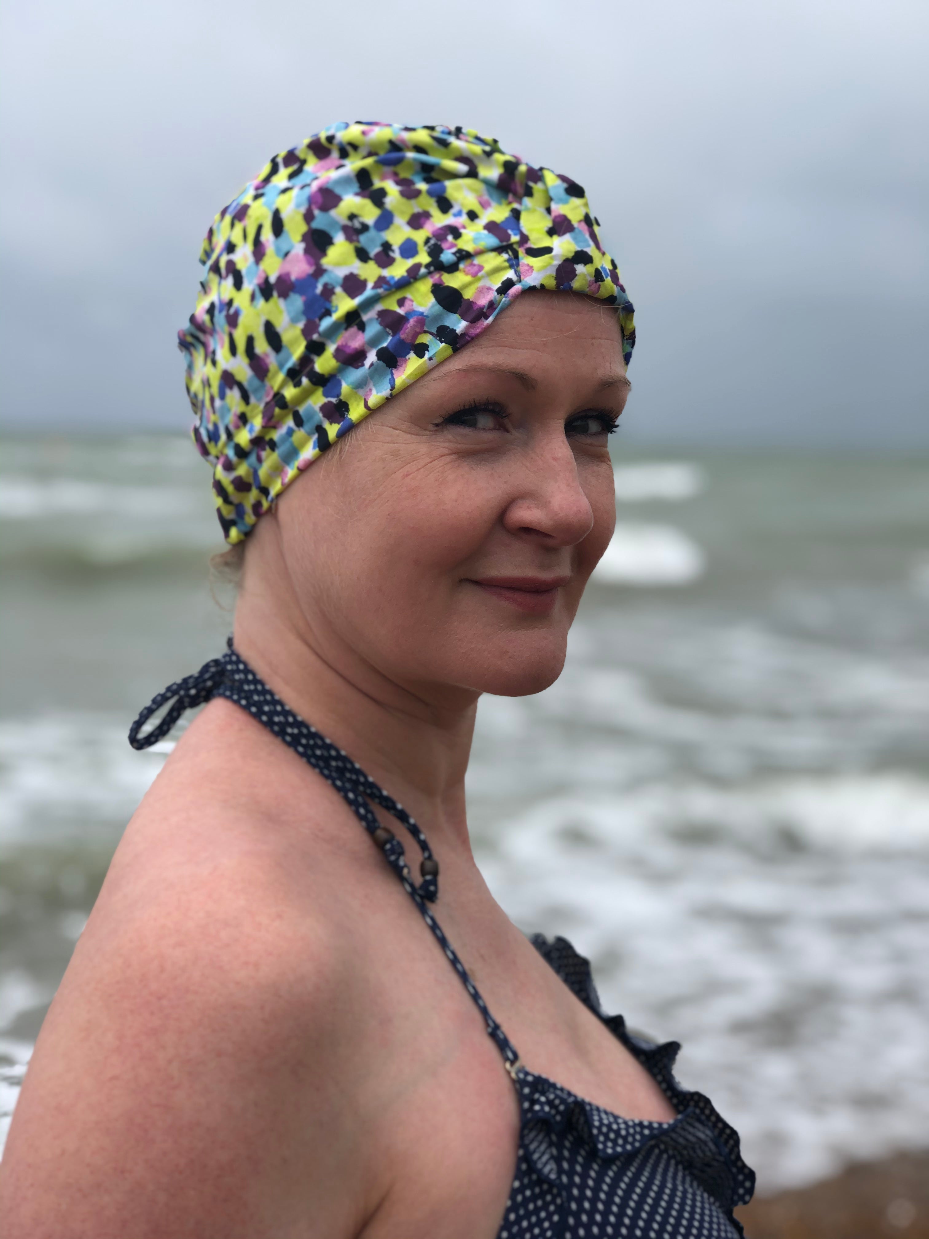 Salty Sea Knot - Swimming Cap Topper - Swim Turban - Yellow Morning Dew