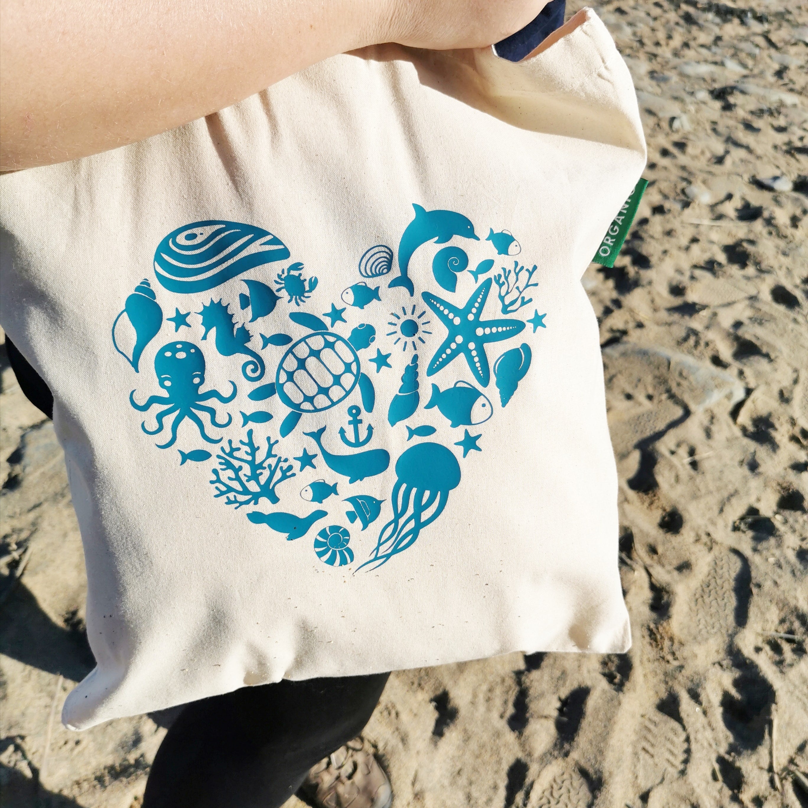 Sea at Heart Organic Cotton Tote Bag