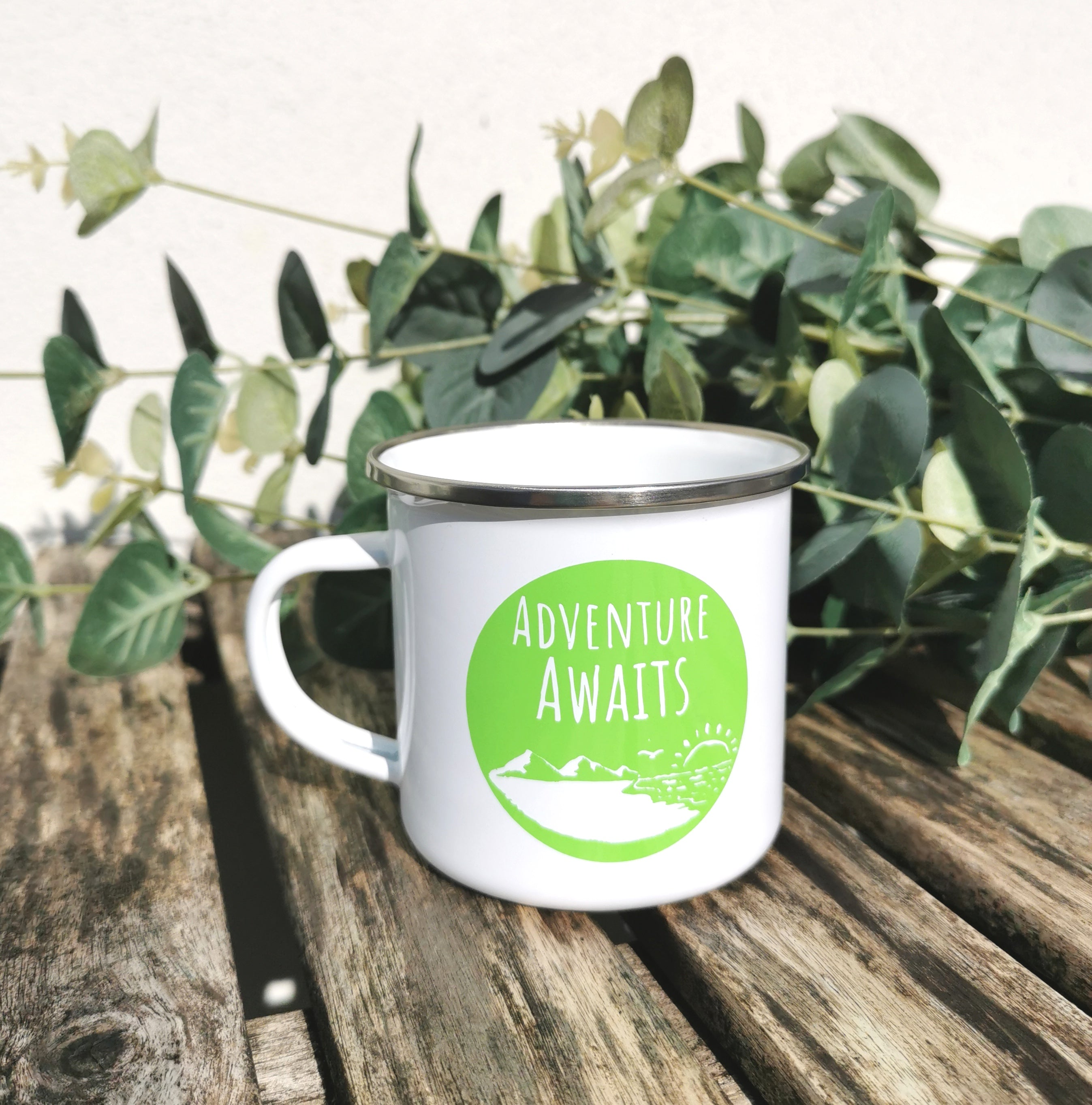 Adventure Awaits Enamel Mug - Green