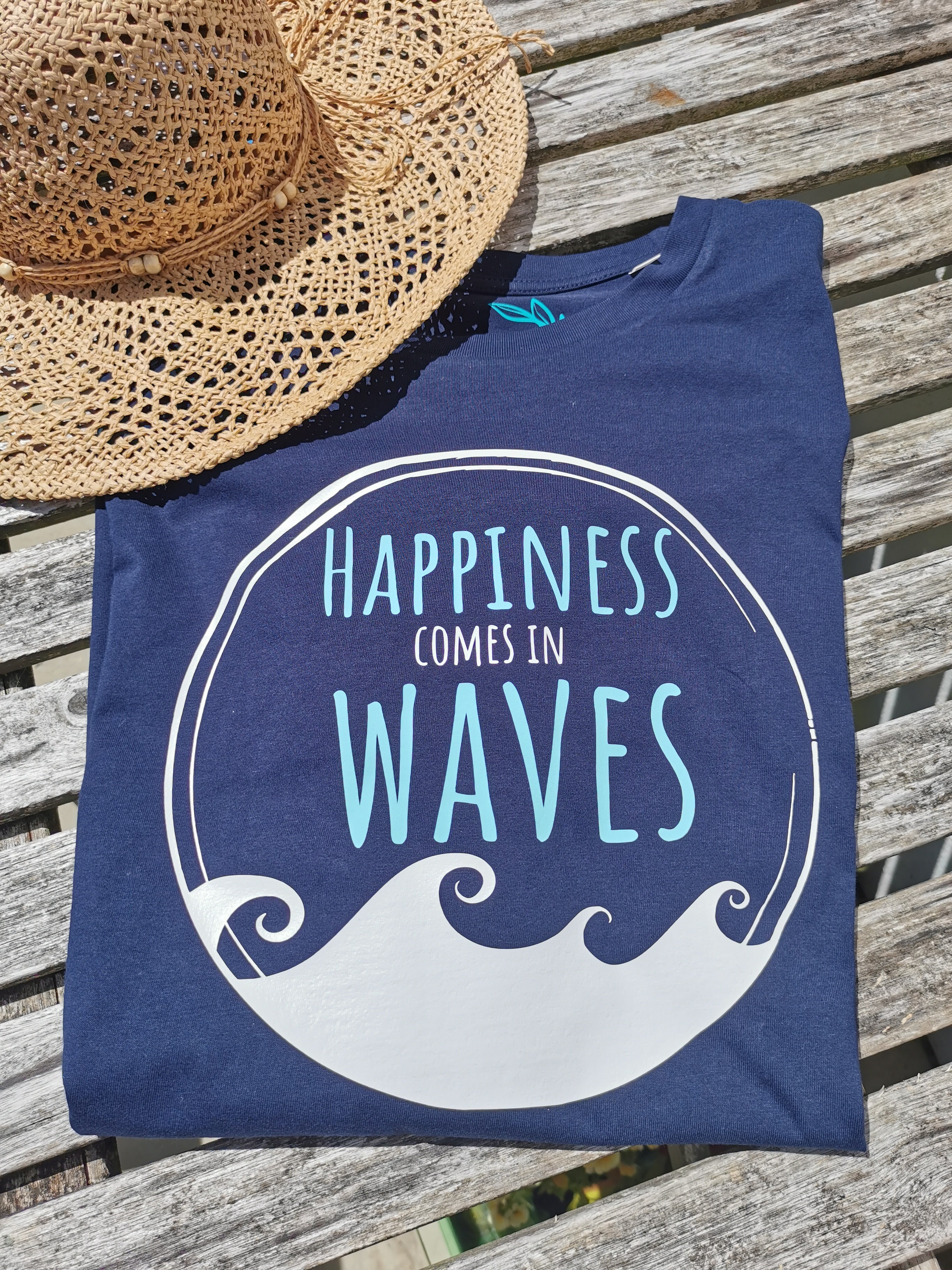 Happiness Comes In Waves Unisex Organic Cotton T-shirt