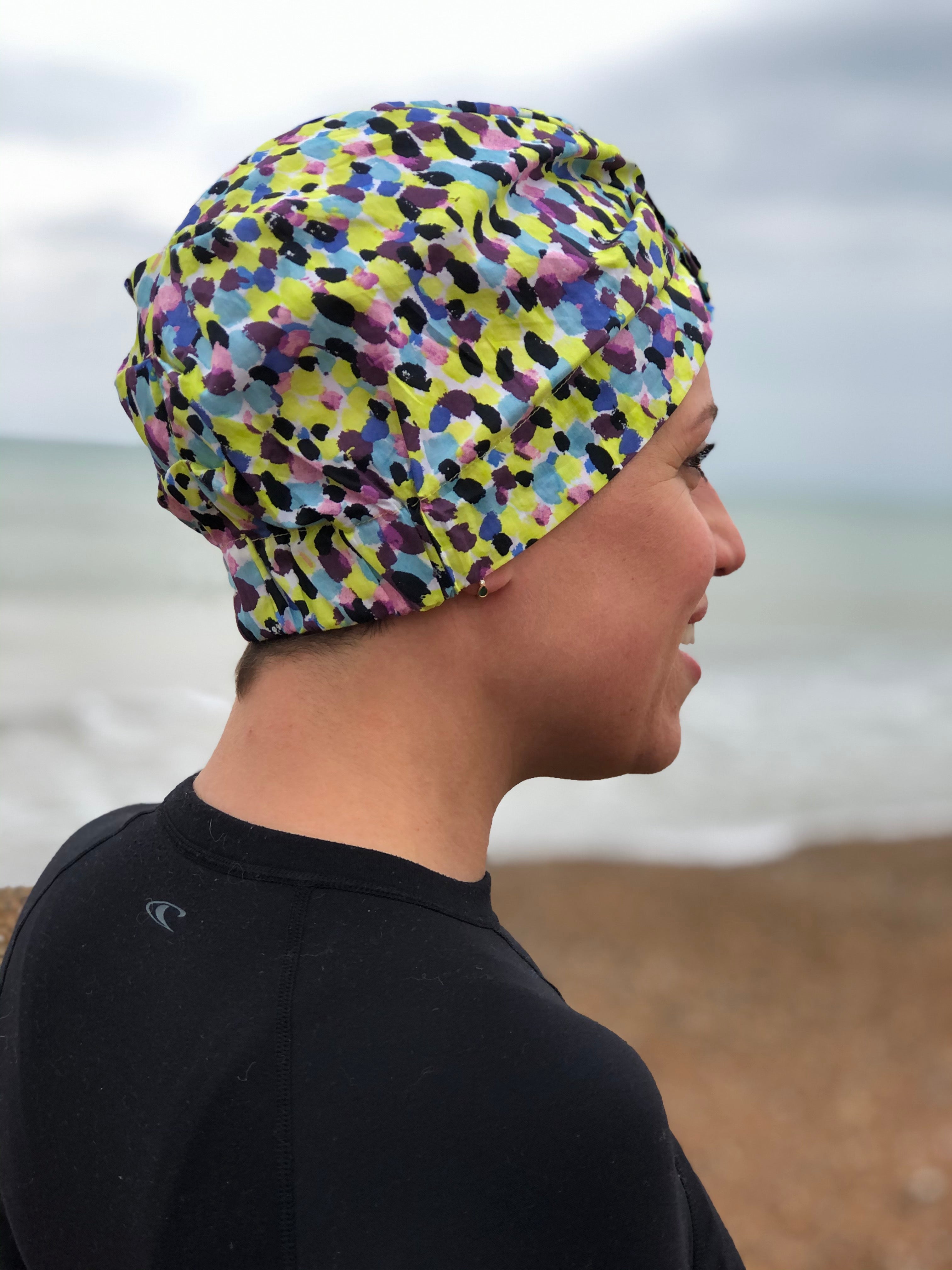 Salty Sea Knot - Swimming Cap Topper - Swim Turban - Yellow Morning Dew