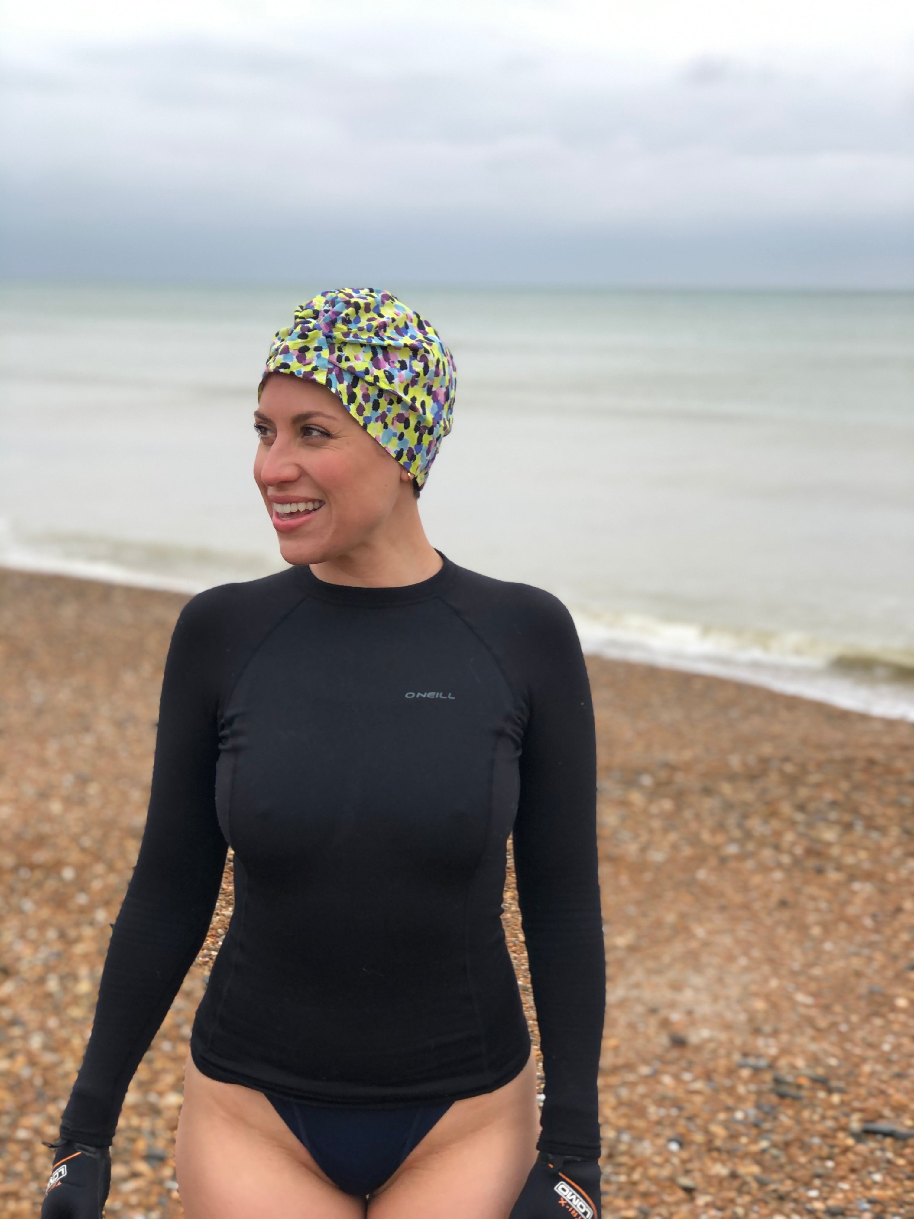 Salty Sea Knot - Swimming Cap Topper - Swim Turban - Yellow Morning Dew