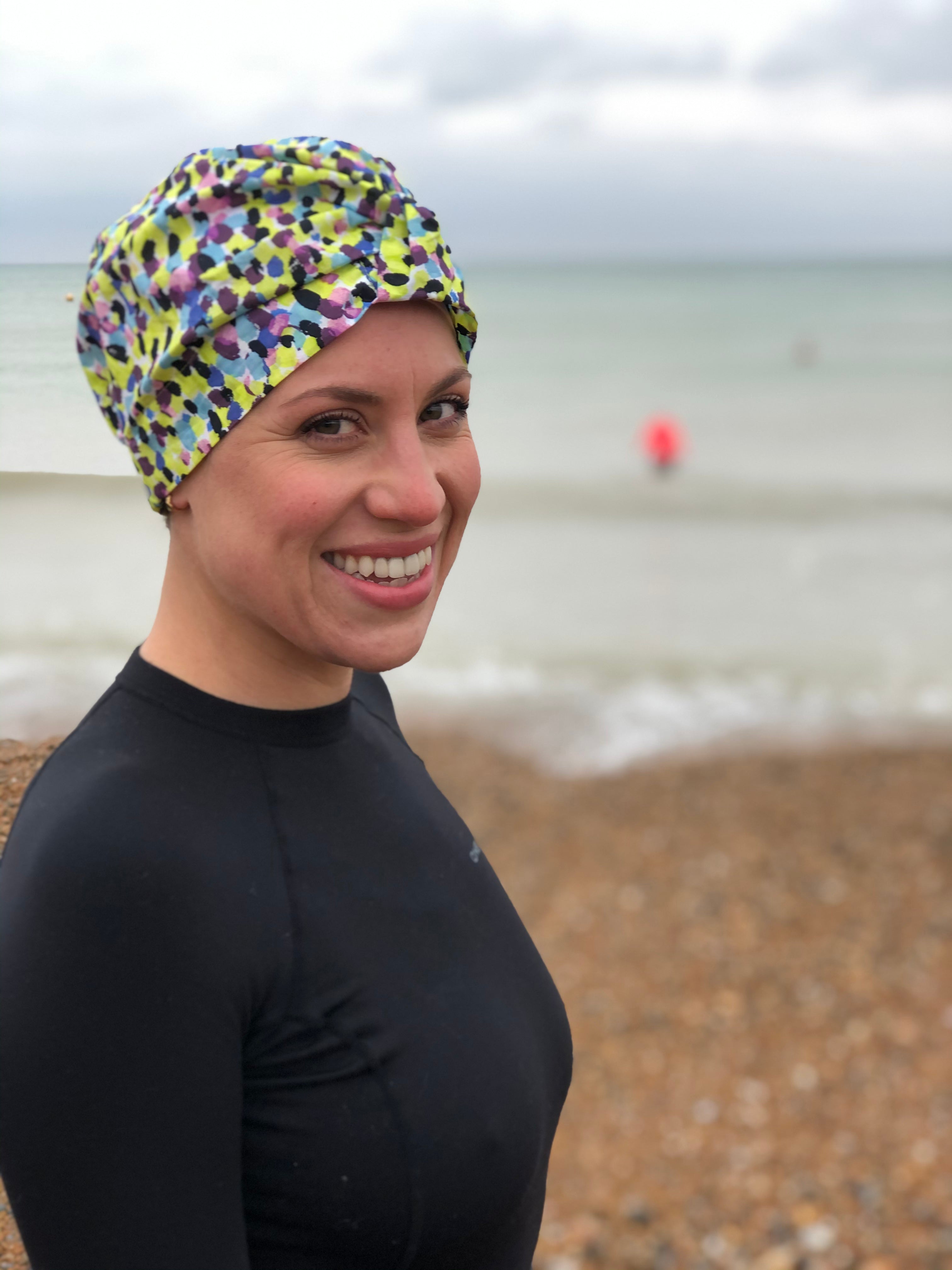 Salty Sea Knot - Swimming Cap Topper - Swim Turban - Yellow Morning Dew