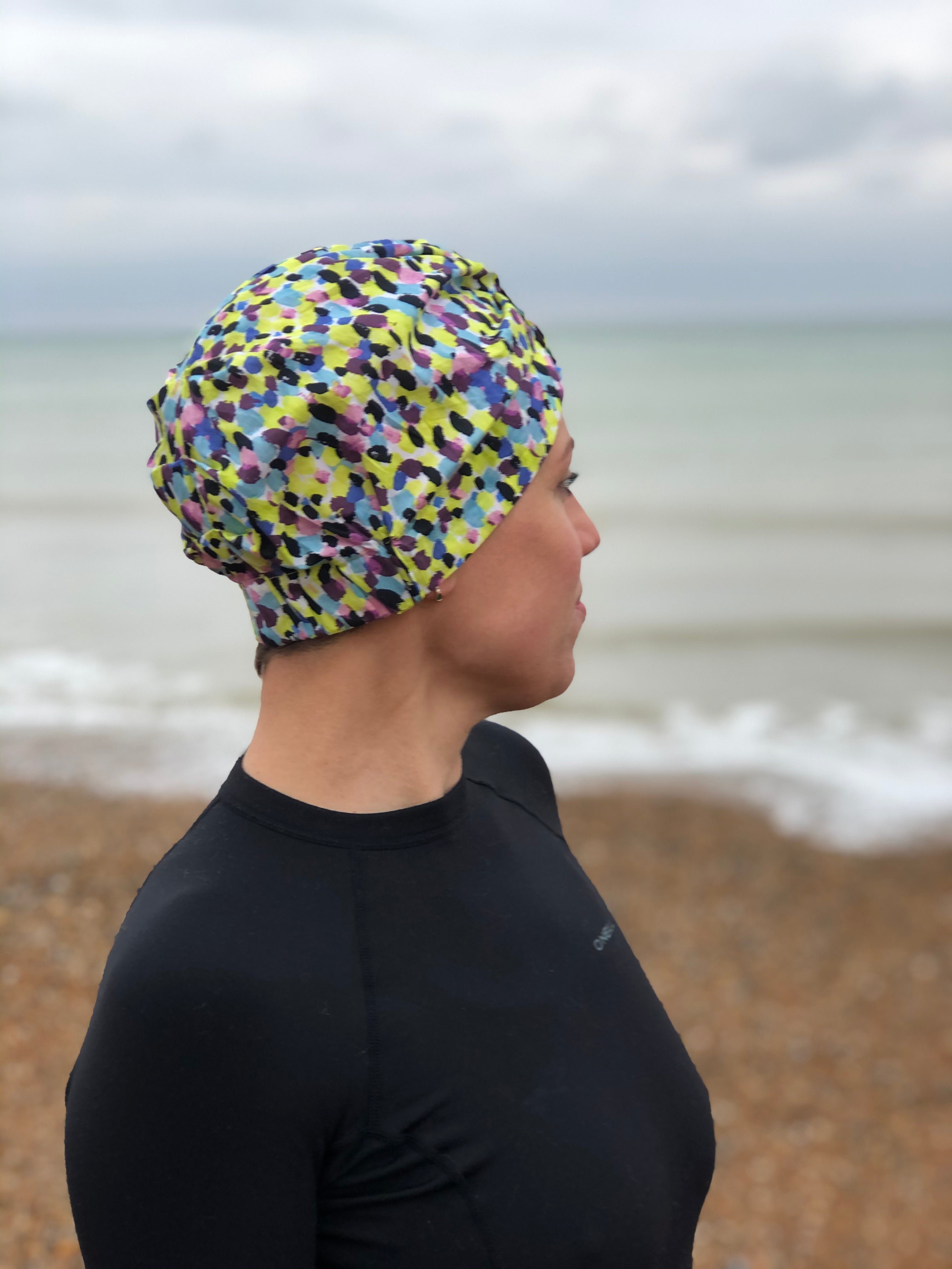 Salty Sea Knot - Swimming Cap Topper - Swim Turban - Yellow Morning Dew