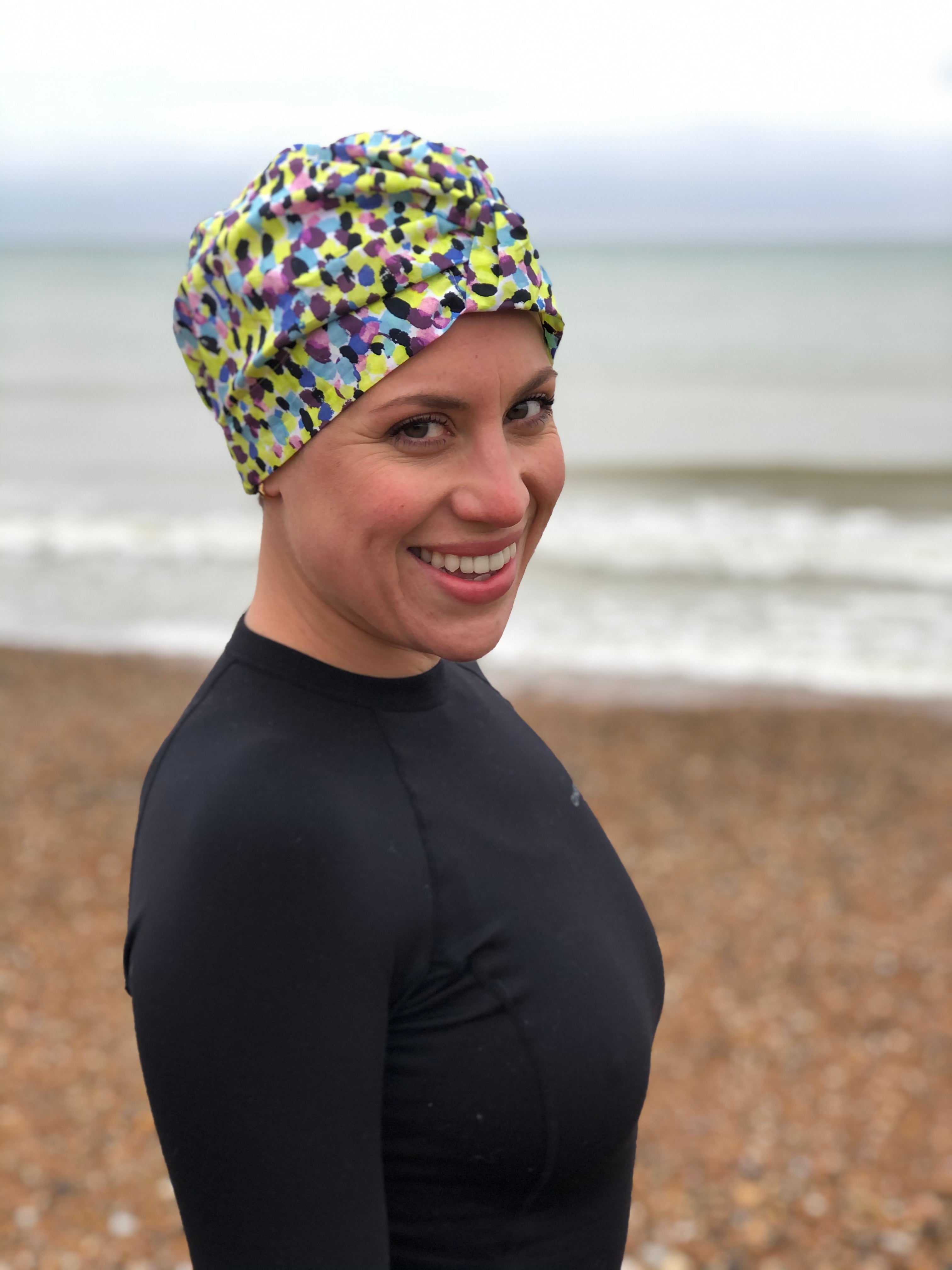 Salty Sea Knot - Swimming Cap Topper - Swim Turban - Yellow Morning Dew