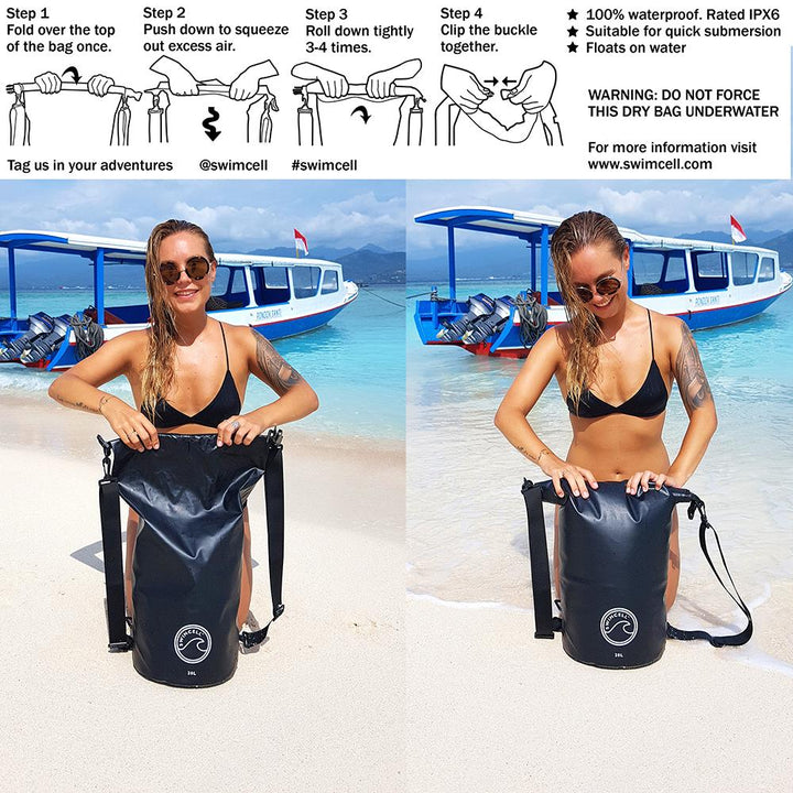 swimcell 20l dry bag how to use
