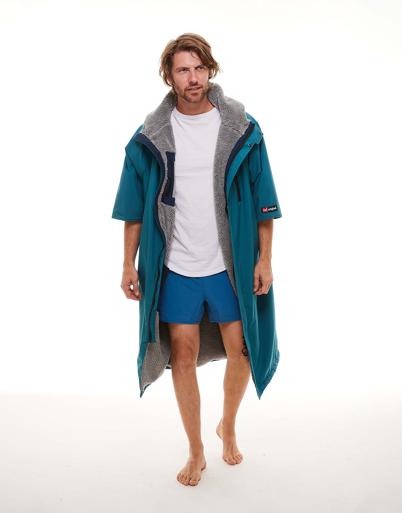 Men's Short Sleeve Pro Change Robe EVO - Teal – Outdoor Swimmer Shop