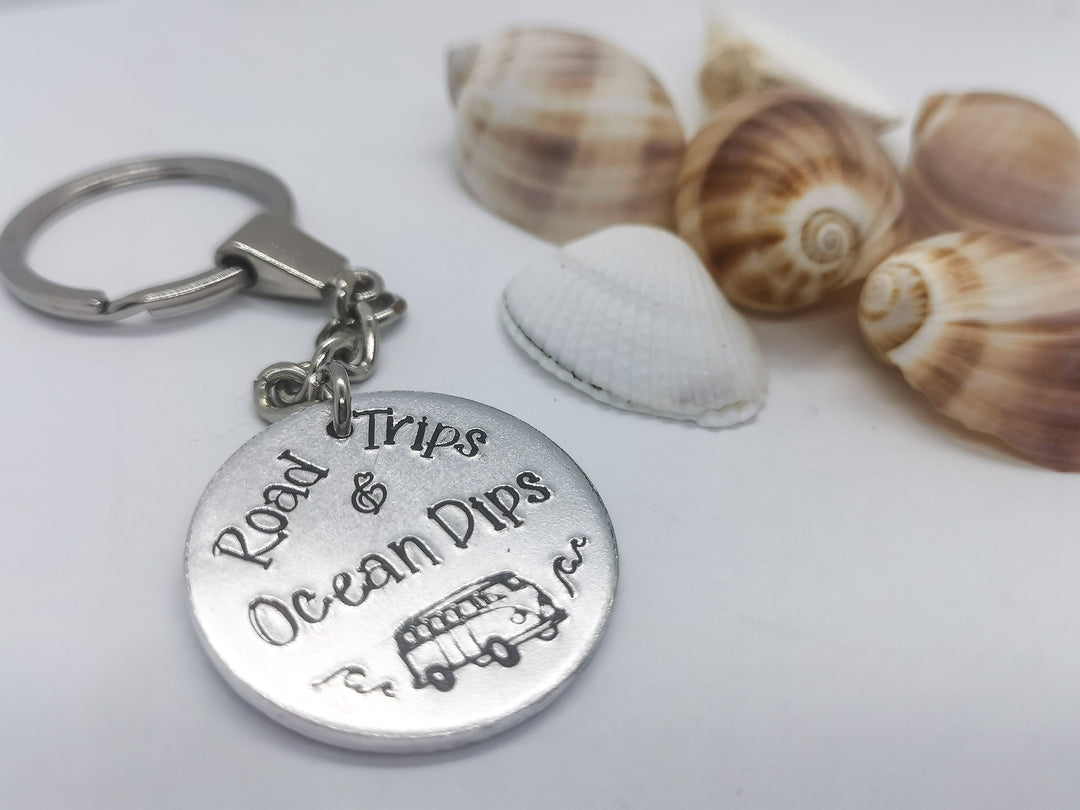 'ROAD TRIPS & OCEAN DIPS' Keyring