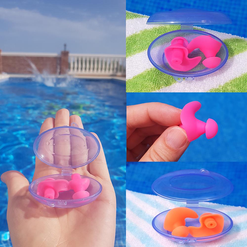 Pink and Orange Silicone Waterproof Ear Plug