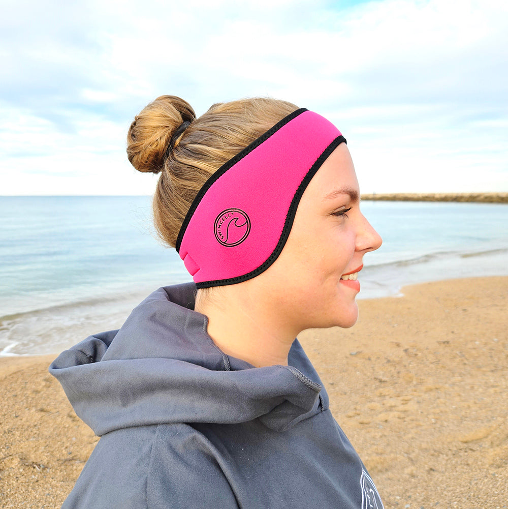 Pink Ear Warmer Headband for open water swimming